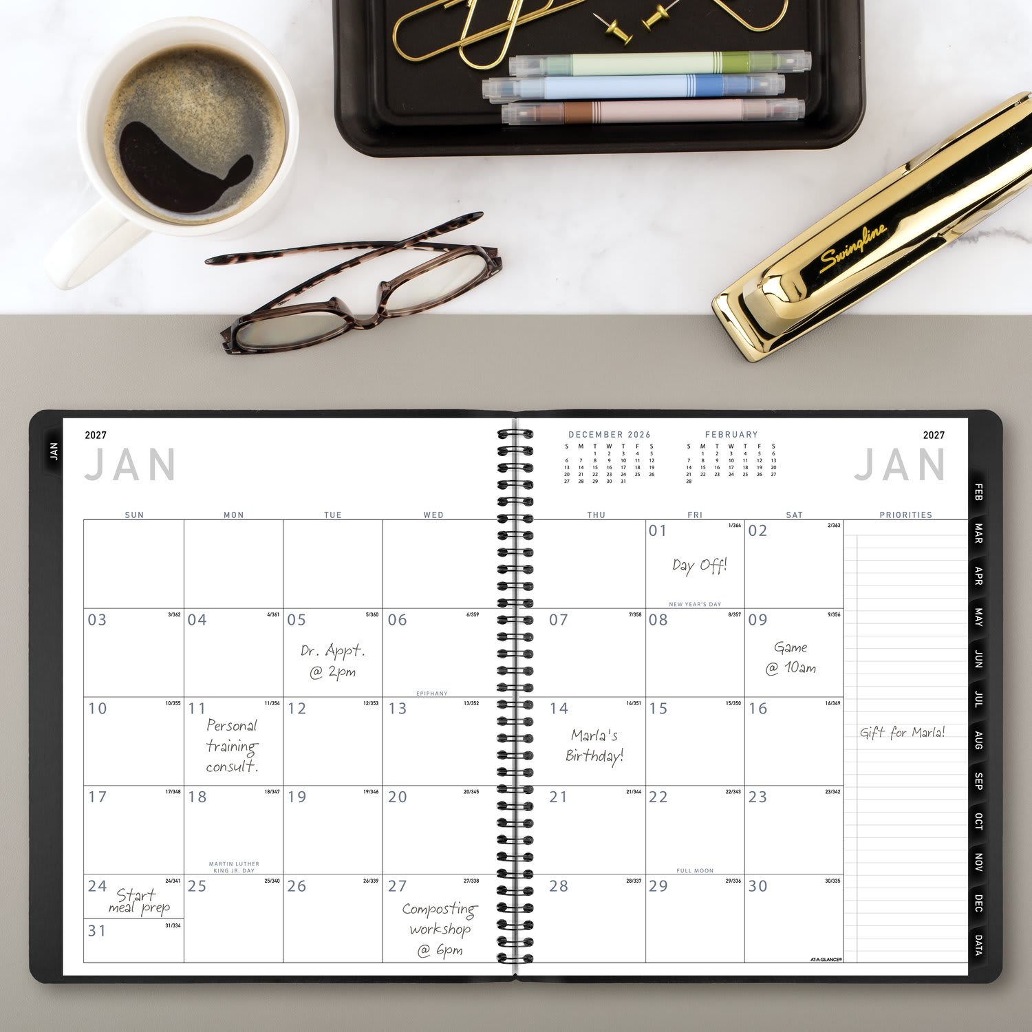 AT-A-GLANCE Contemporary 2027 Monthly Planner, Black, Large, 9in x 11in - Image 3