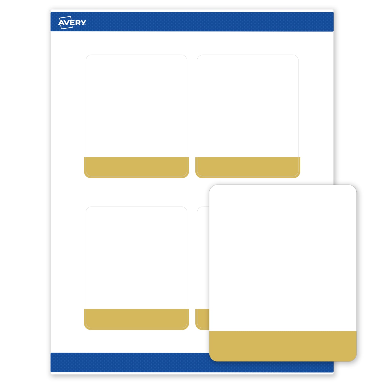 Avery Print-To-The-Edge Labels & Sure Feed, S00-DJM-PRWMP10, 4in x 3-1/3in, Matte White, Preprinted Dipped Gold Edge Design, Pack Of 40 - Image 3