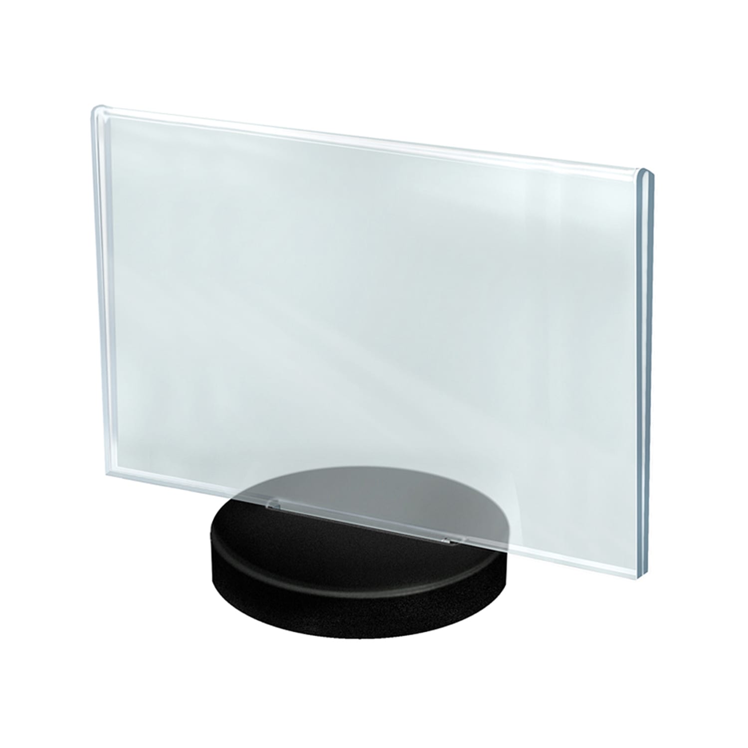 Azar Displays Acrylic Frames On Round Bases, Horizontal, 11in x 8 1/2in, Clear/Black, Pack Of 10