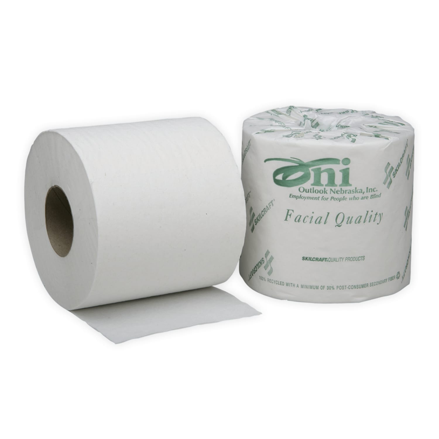 SKILCRAFT ONI 2-Ply 100% Recycled Toilet Paper, 500 Sheets Per Roll, Pack Of 80 Rolls (AbilityOne 8540-01-380-0690) - Image 3