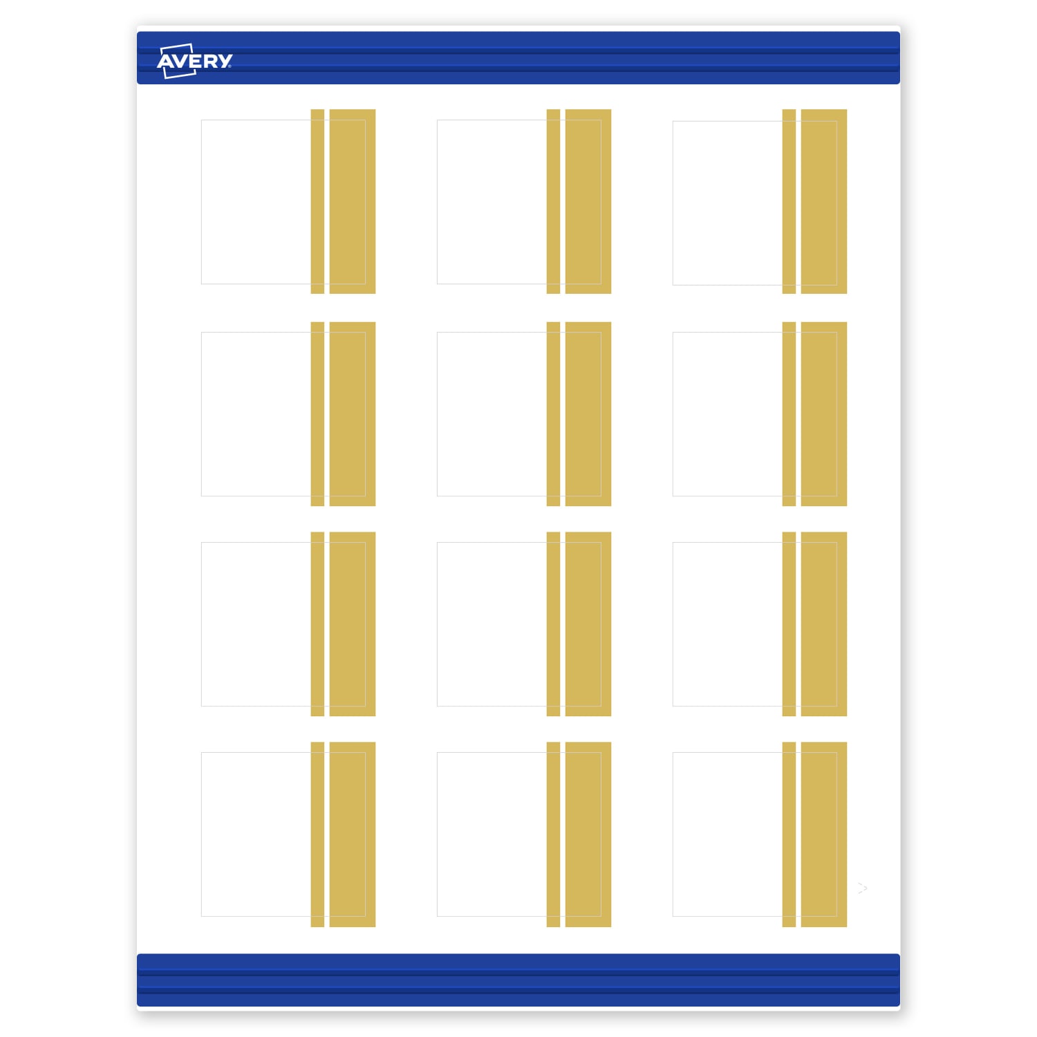 Avery Printable Cards With Sure Feed Technology, 2in x 2in, Matte White With Preprinted Gold Double-Dipped Edge, Pack Of 120