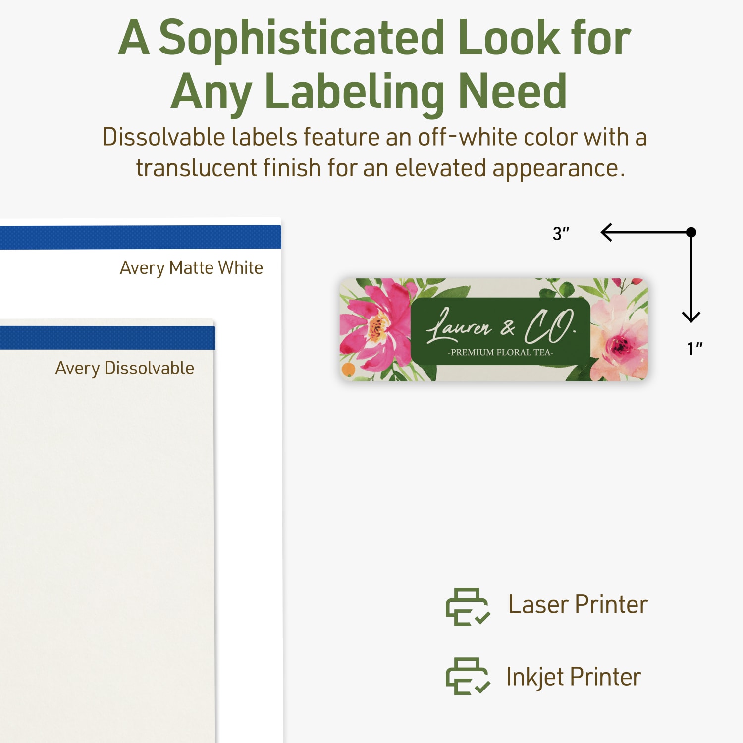 Avery Print-to-the-Edge Dissolvable Labels With Sure Feed Technology, 94224-DWMP10, Rectangle, 1inx3in, Matte Off-White, Pack Of 160 - Image 5