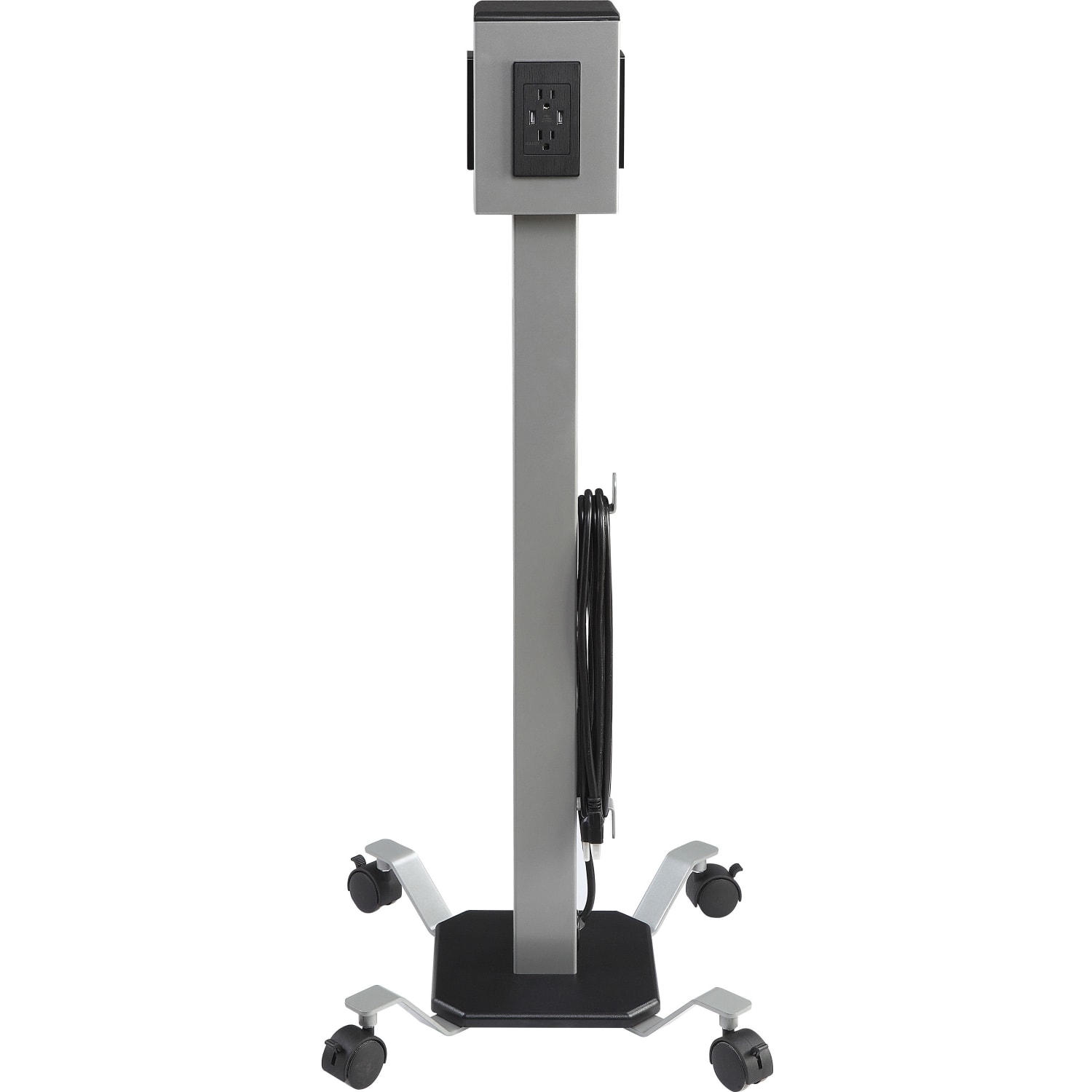 Lorell Mobile Power Tower, 8-USB/8-Outlet, Gray - Image 4