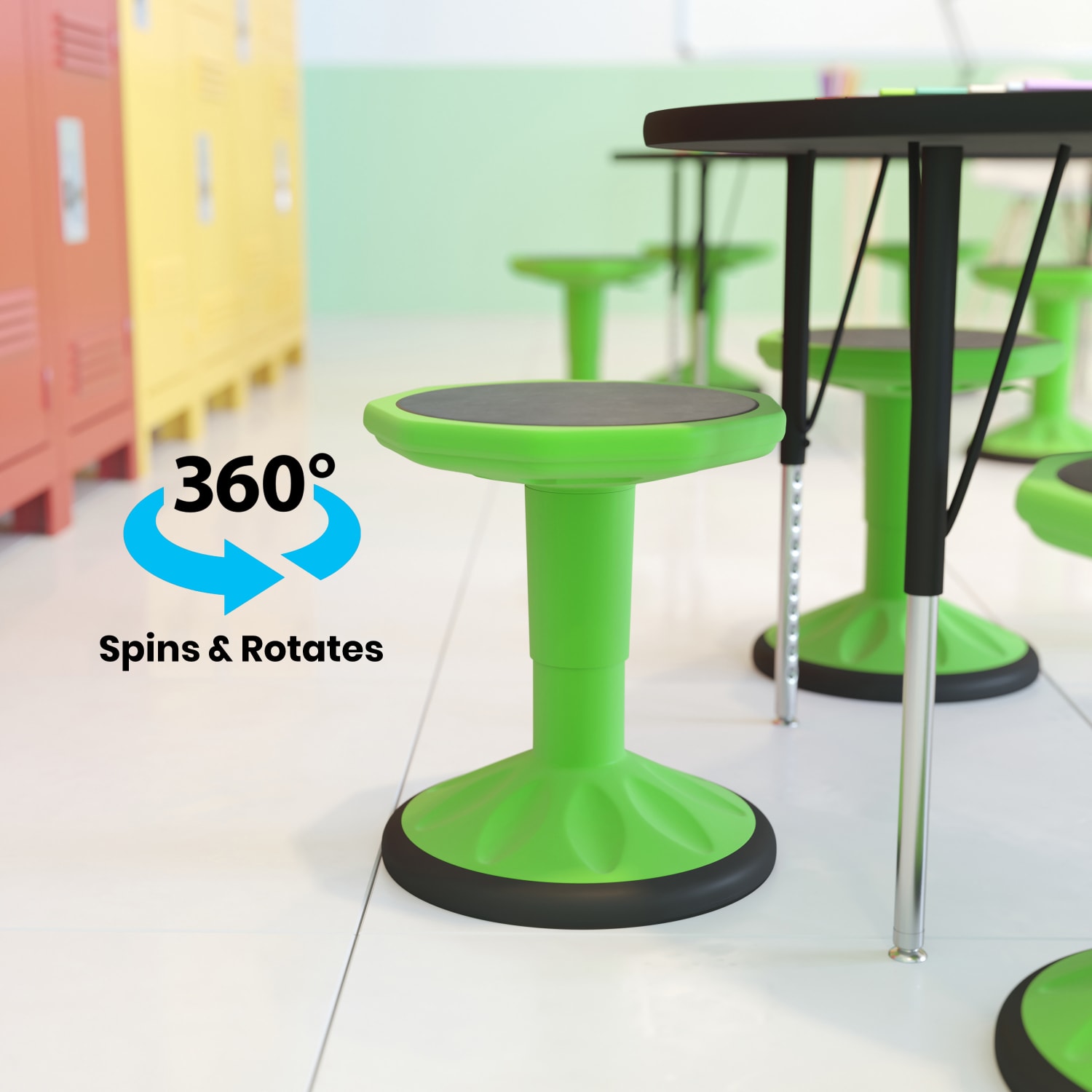 Flash Furniture Carter Adjustable Height Kids Flexible Active Stool Green PopularChairscom