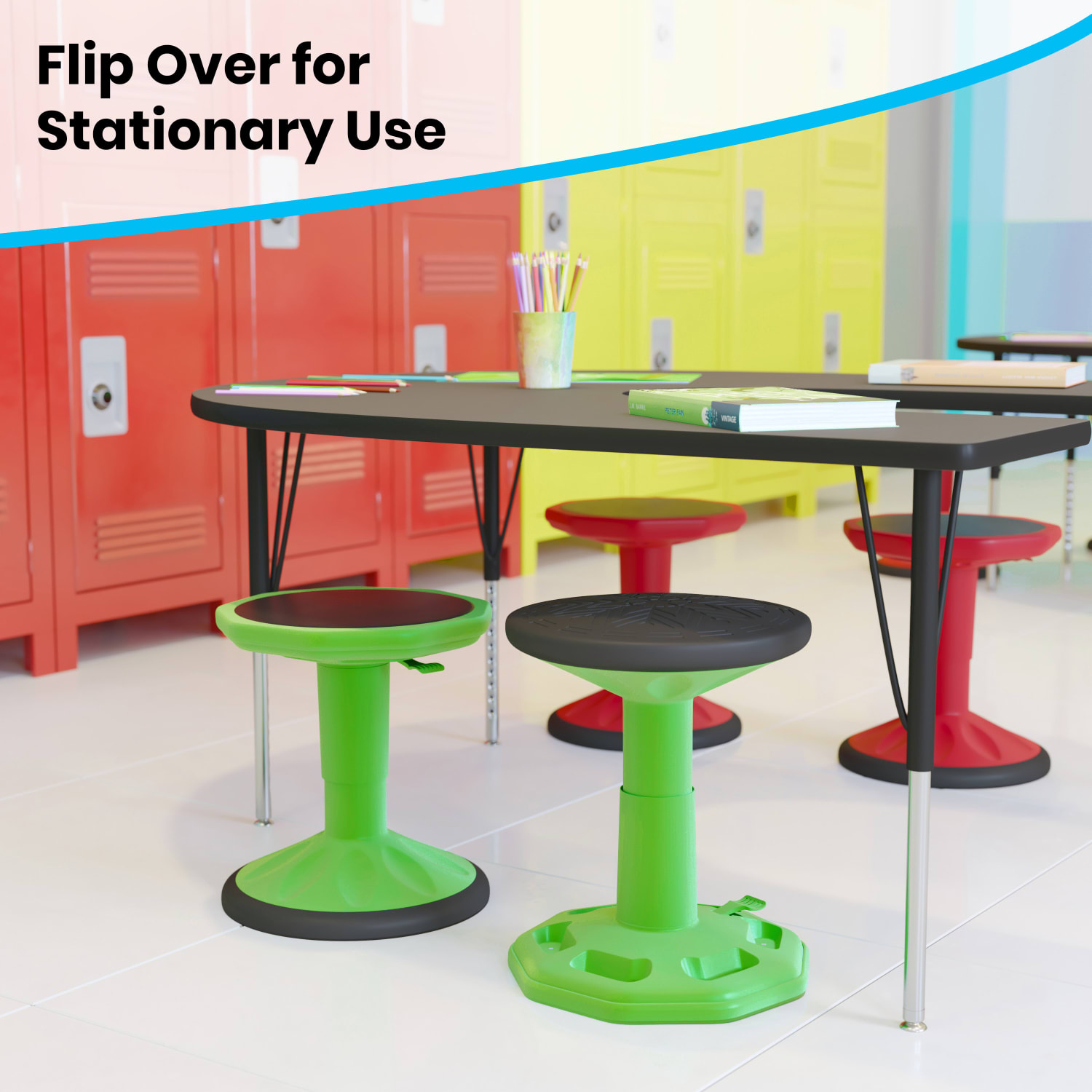 Flash Furniture Carter Adjustable Height Kids Flexible Active Stool Green PopularChairscom