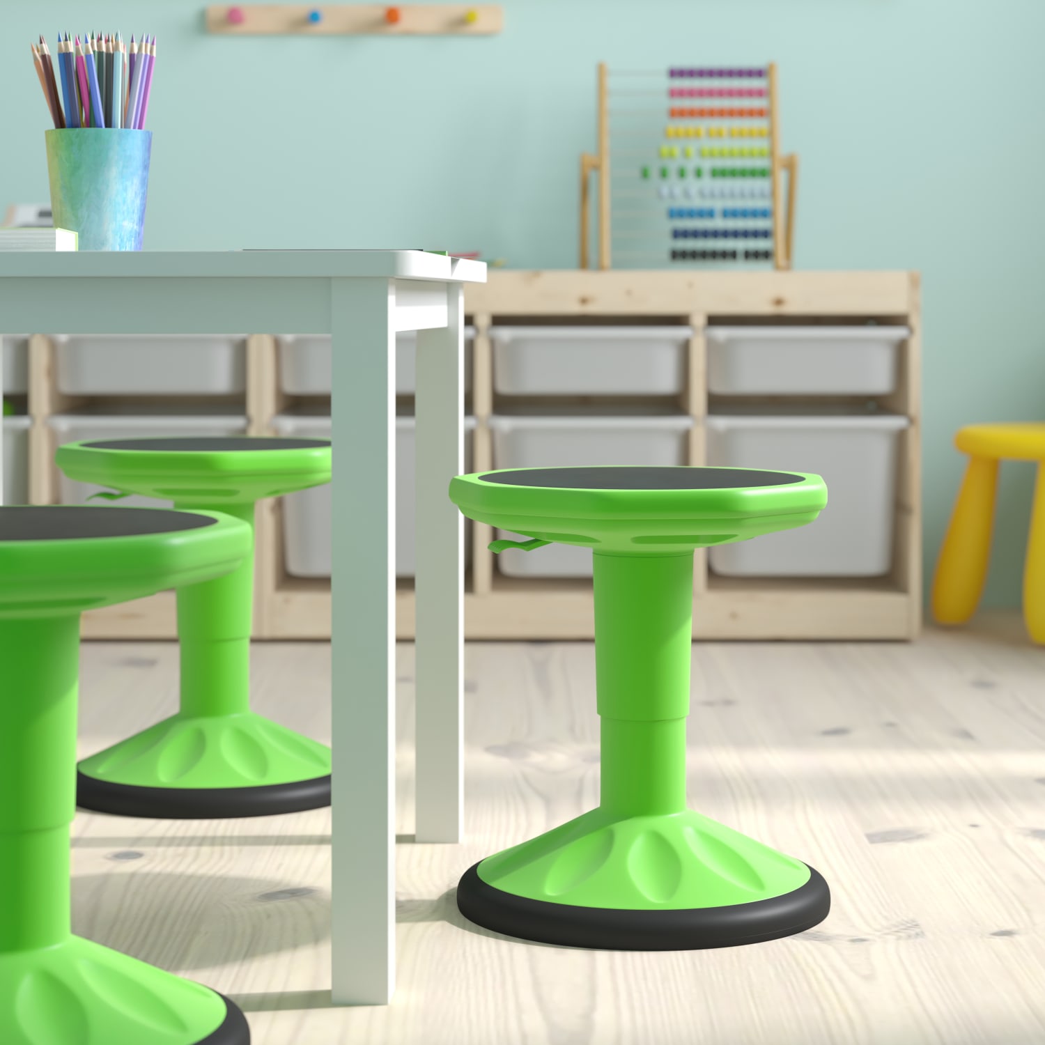 Flash Furniture Carter Adjustable Height Kids Flexible Active Stool Green PopularChairscom