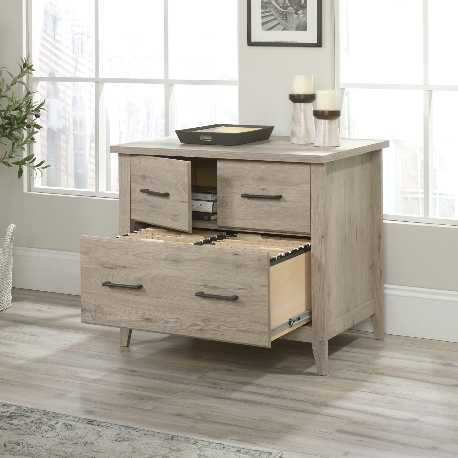 Sauder Summit Station 33-3/4inW x 23-7/16inD Lateral 1-Drawer File Cabinet, Laurel Oak - Image 4