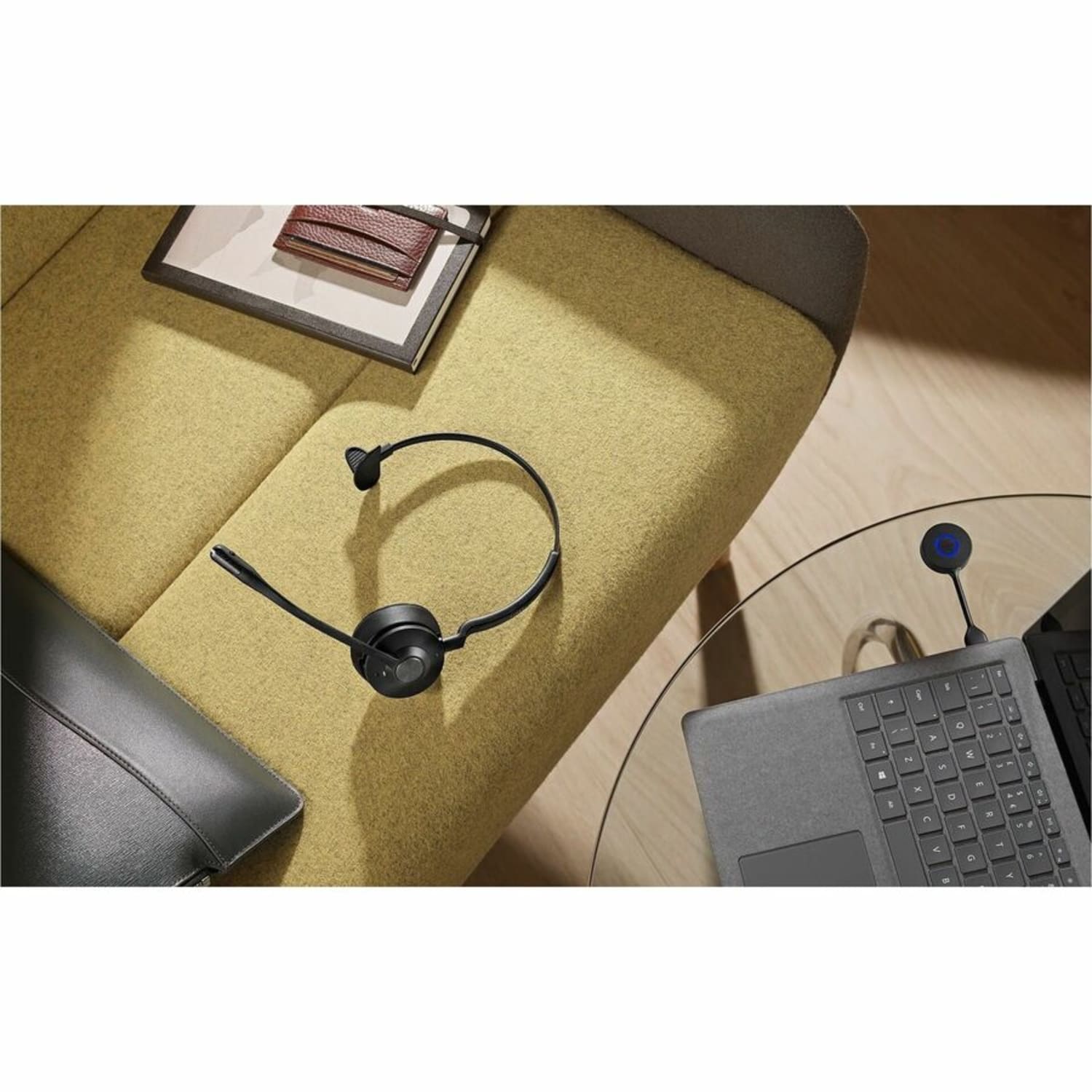 Jabra Engage 55 SE Headset - Mono - USB Type A - Wired/Wireless - DECT - 490 ft - 40 Hz to 16 kHz - Over-the-head, On-ear - Monaural - Supra-aural - Black - Image 4