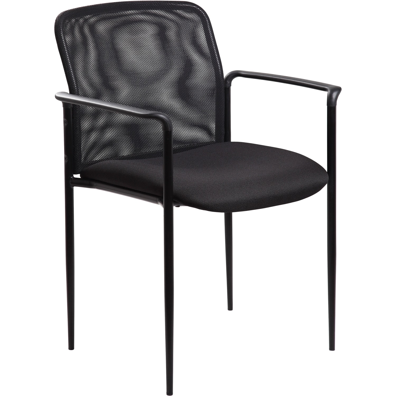 Lorell Mesh Seat, Mesh Back Stacking Chair, 18 1/2in Seat Width, Black Seat/Black Frame, Quantity: 1 - Image 4
