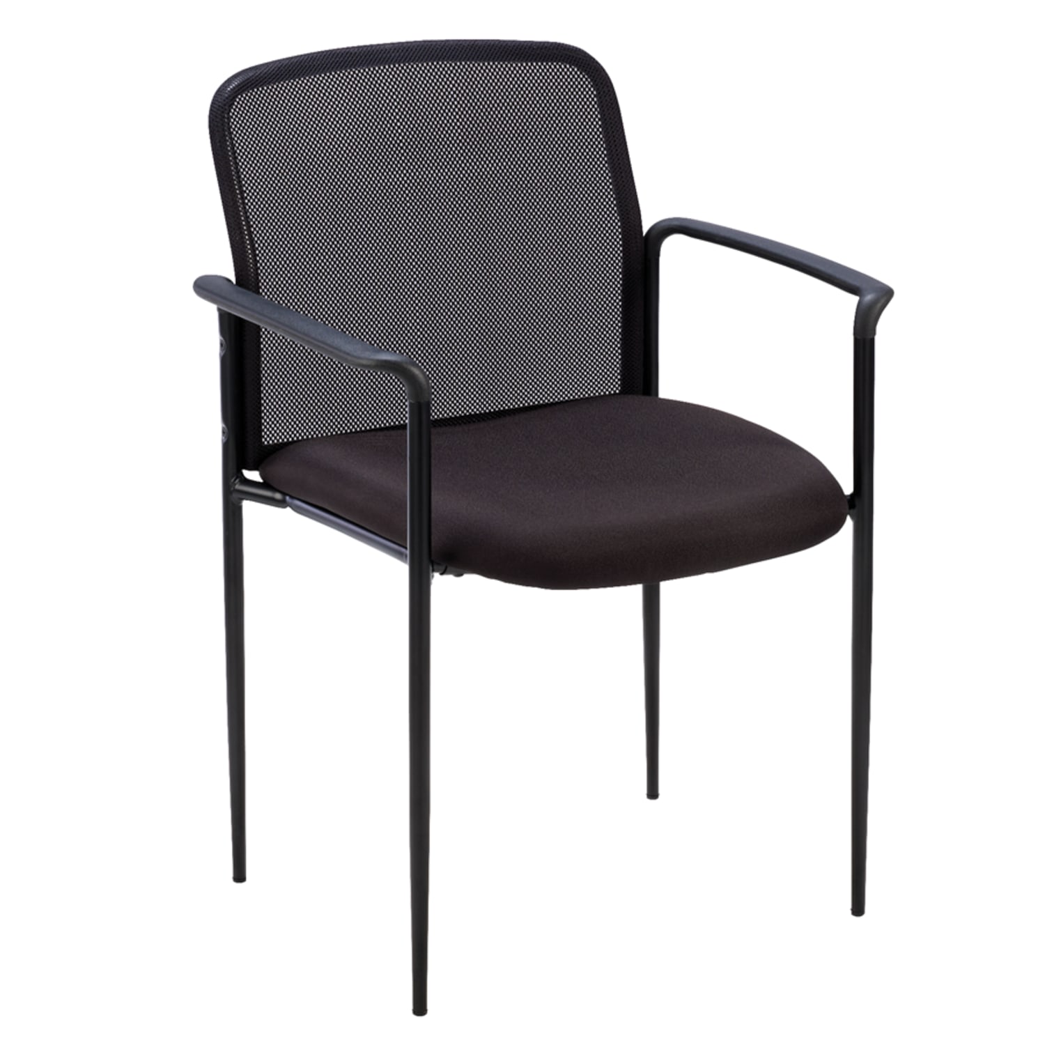 Lorell Mesh Seat Mesh Back Stacking Chair 18 12in Seat Width Black SeatBlack Frame Quantity 1 PopularChairscom