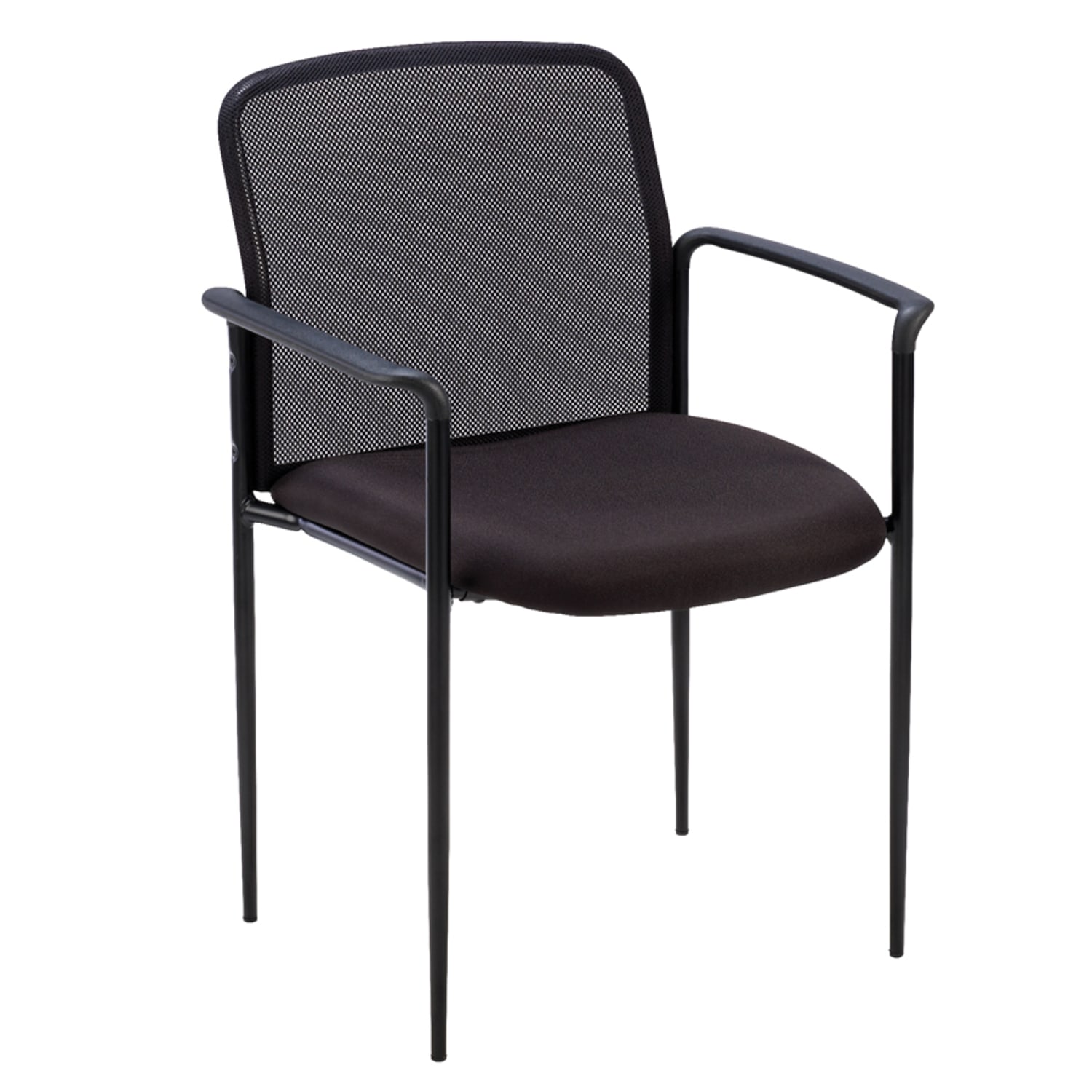 Lorell Mesh Seat, Mesh Back Stacking Chair, 18 1/2in Seat Width, Black Seat/Black Frame, Quantity: 1 - Image 3