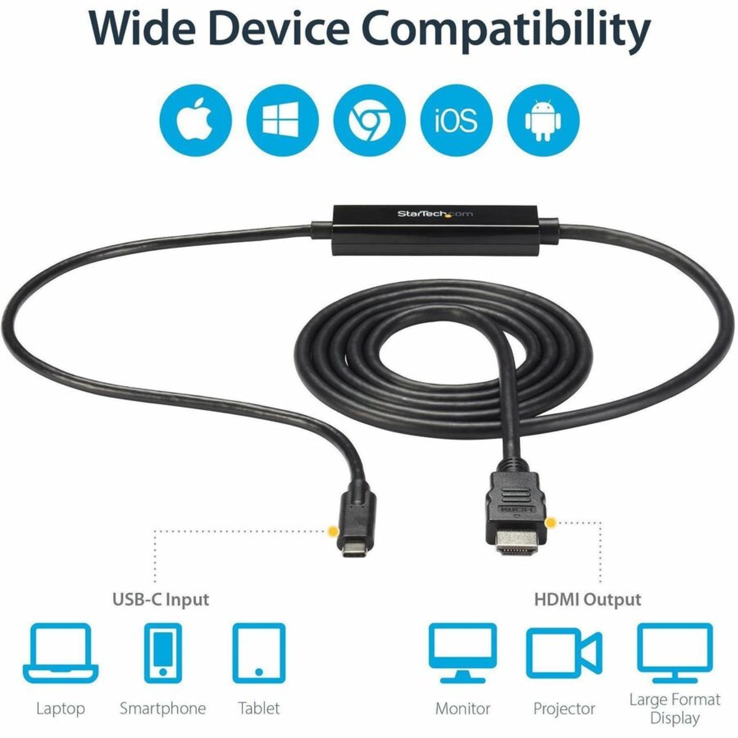 StarTech.com USB C To HDMI Cable, 6ft, CDP2HDMM2MB - Image 6