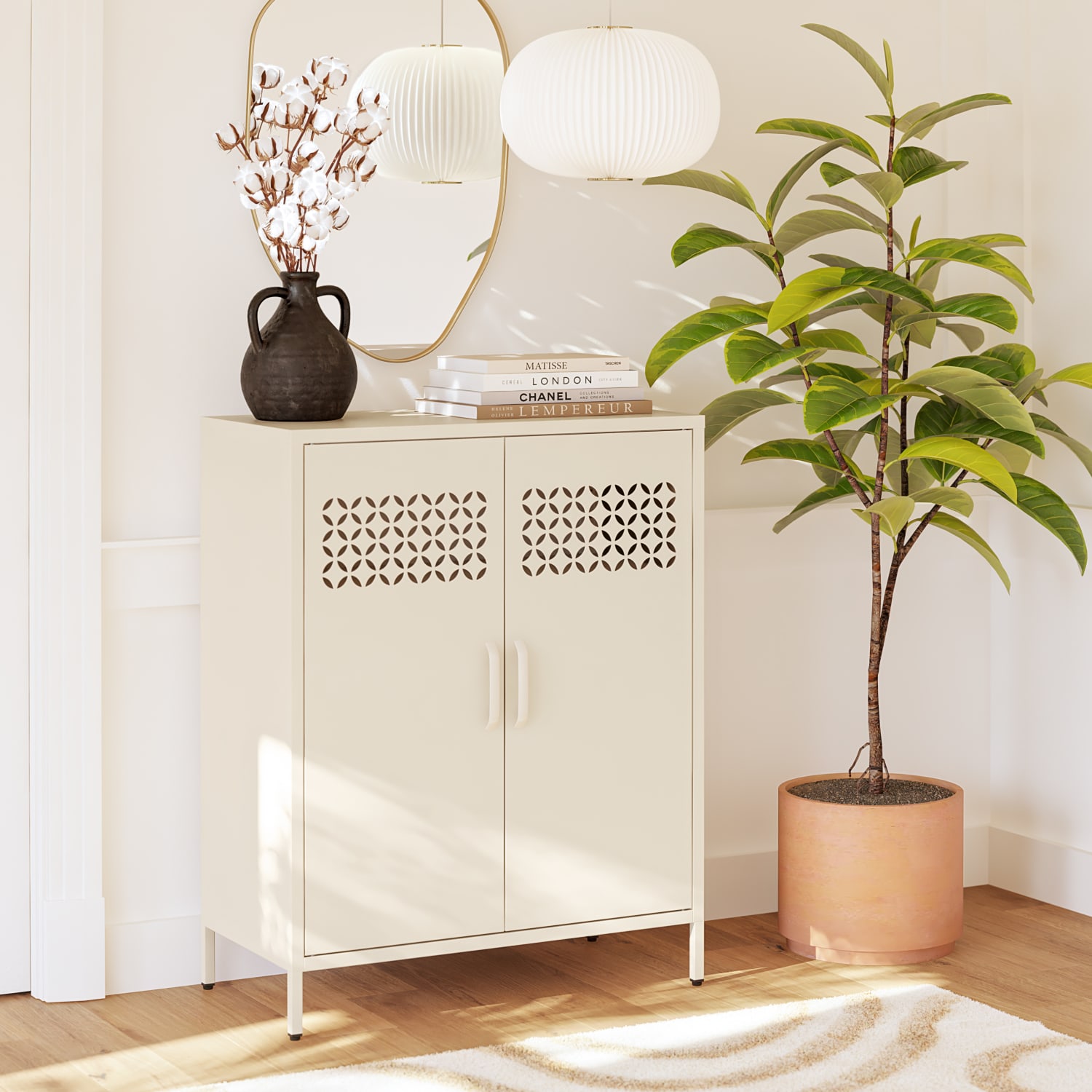 Ameriwood Home Mr. Kate Annie 32inW Short Metal 2-Door Cabinet, Parchment - Image 6