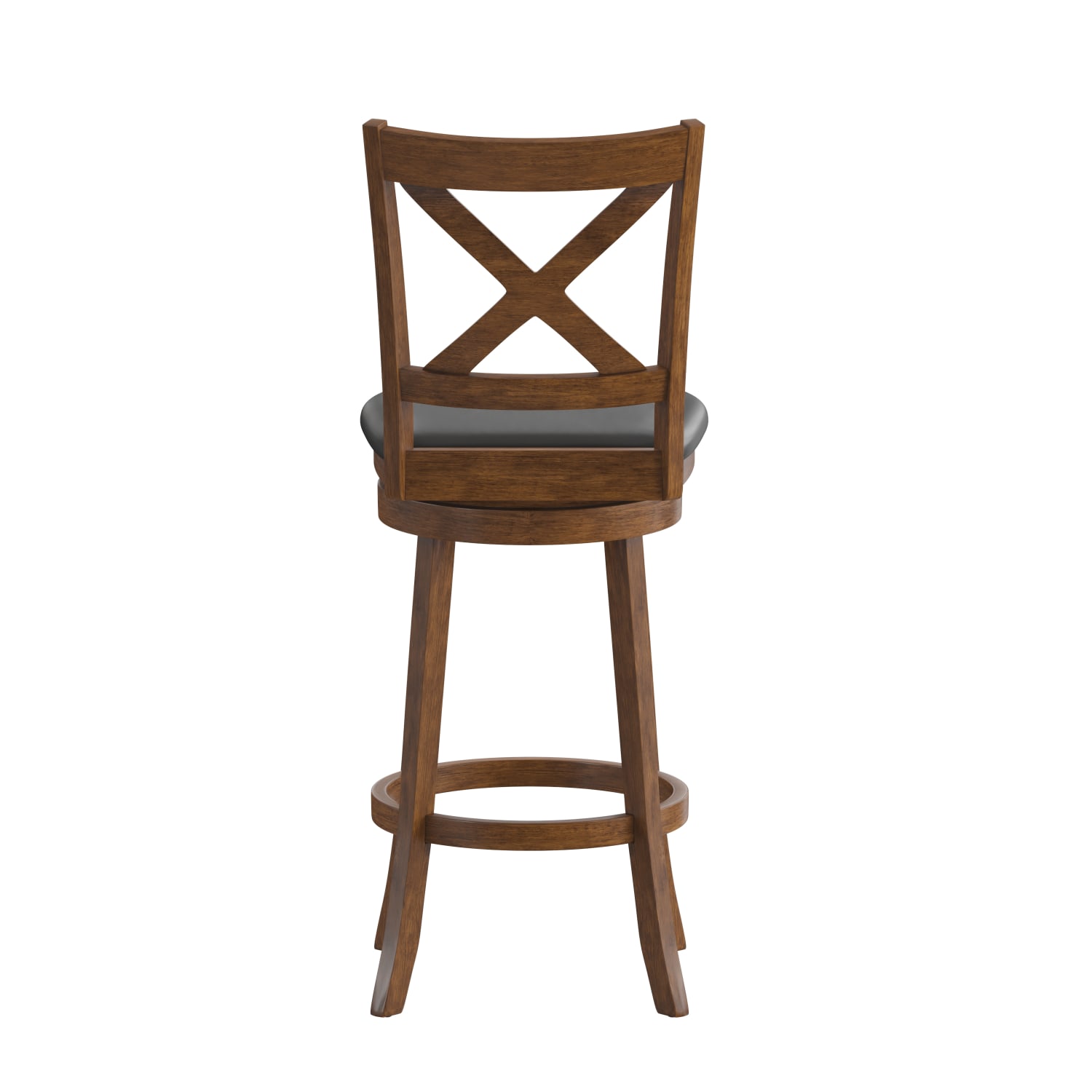 Flash Furniture Felicity Commercial Grade Wood Classic Crossback Swivel Bar Barstool with Padded, Upholstered Seat, Black Vinyl/Antique Oak Frame - Image 9