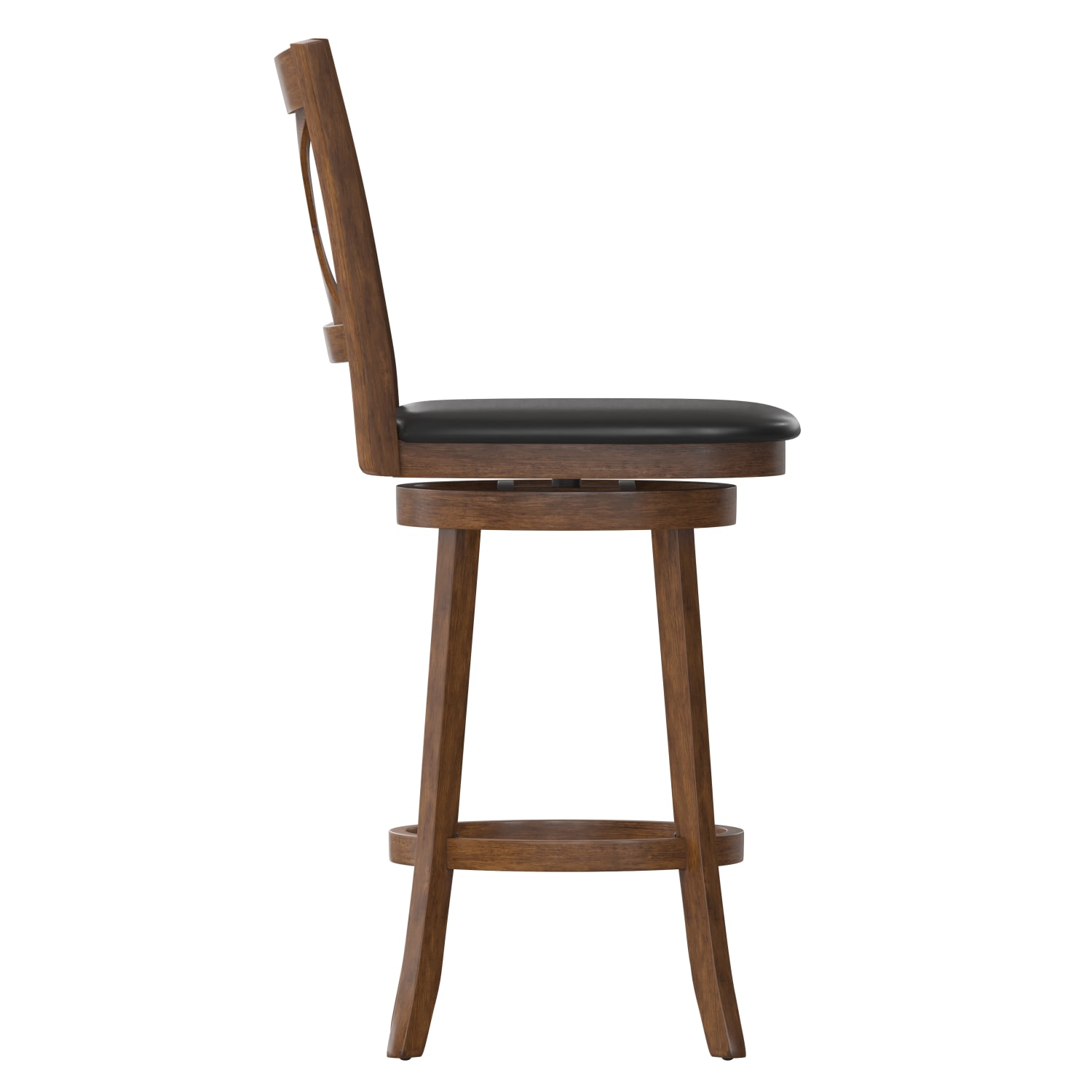 Flash Furniture Felicity Commercial Grade Wood Classic Crossback Swivel Bar Barstool with Padded, Upholstered Seat, Black Vinyl/Antique Oak Frame - Image 10