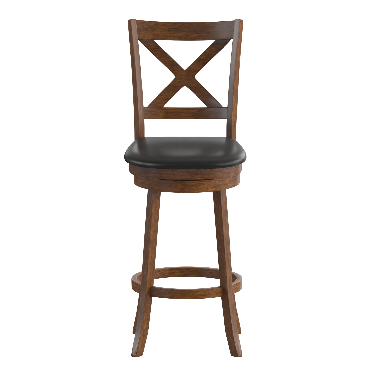 Flash Furniture Felicity Commercial Grade Wood Classic Crossback Swivel Bar Barstool with Padded, Upholstered Seat, Black Vinyl/Antique Oak Frame - Image 11