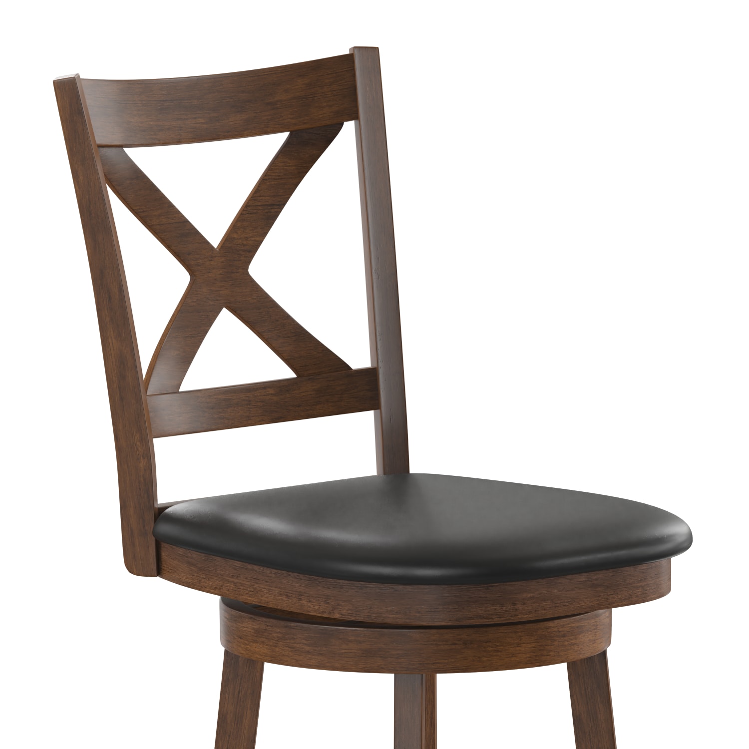 Flash Furniture Felicity Commercial Grade Wood Classic Crossback Swivel Bar Barstool with Padded, Upholstered Seat, Black Vinyl/Antique Oak Frame - Image 12