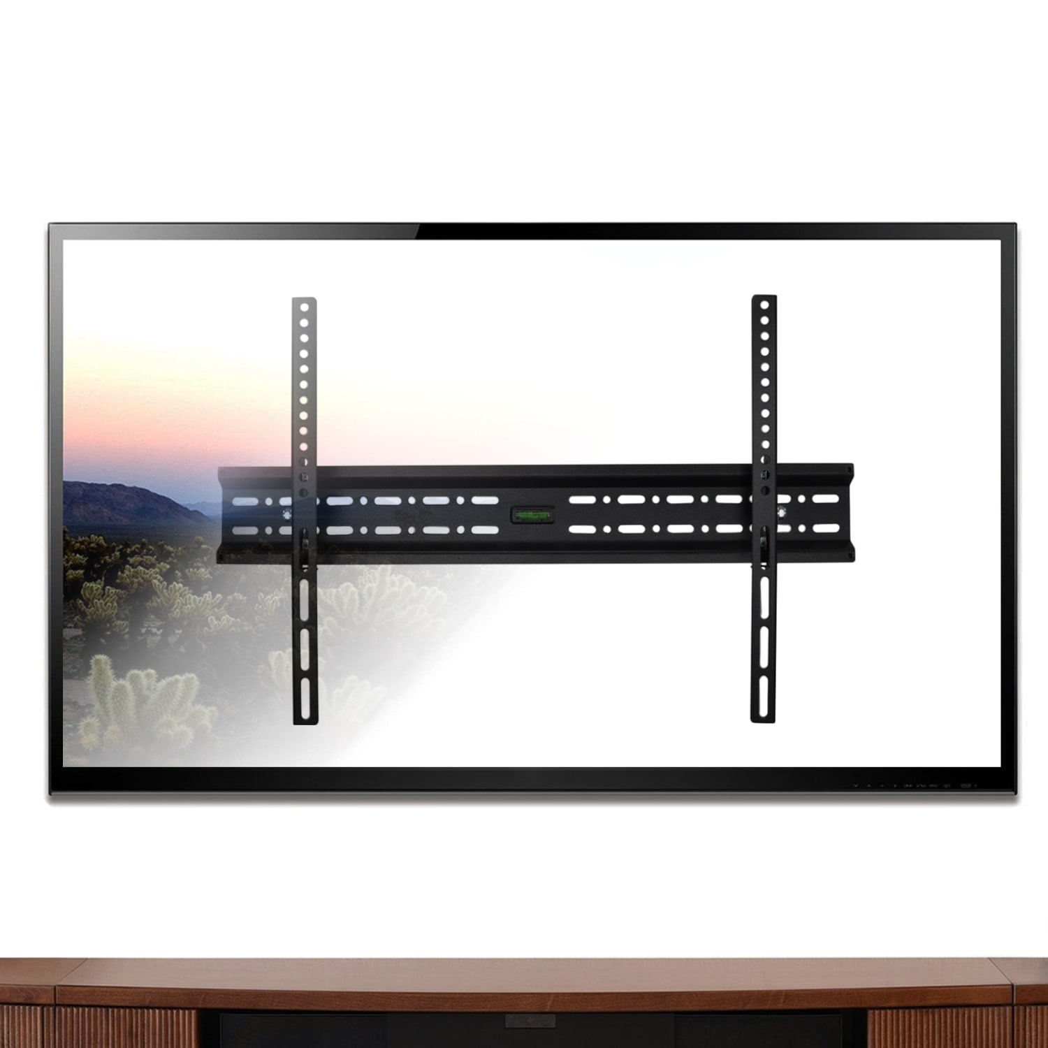 MegaMounts Tilting Wall Mount With Bubble Level For 32 - 70in TVs, 4inH x 25.5inW x 2inD, Black - Image 4
