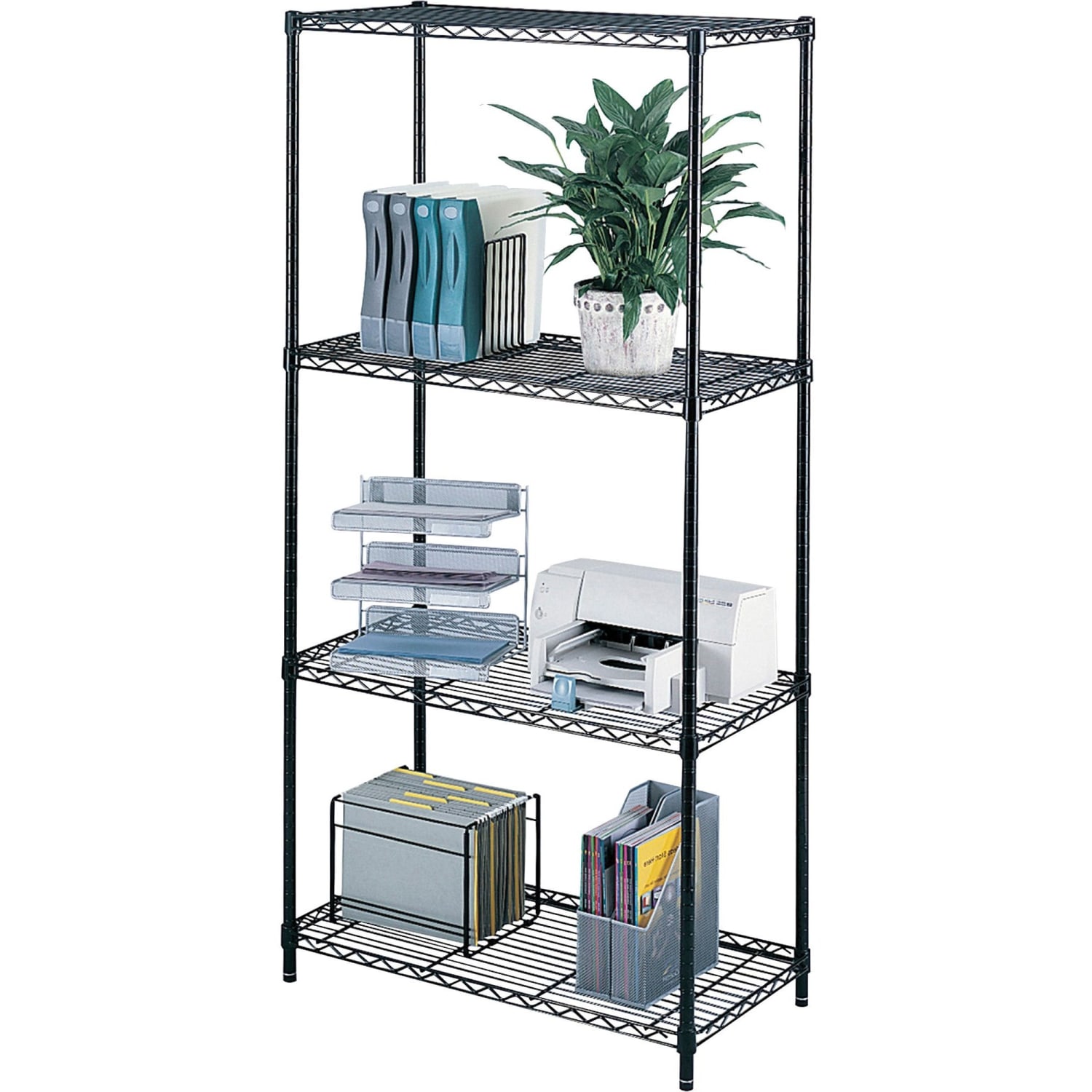 Safco Industrial Wire Shelving Starter Unit, 48inW x 18inD, Black - Image 4