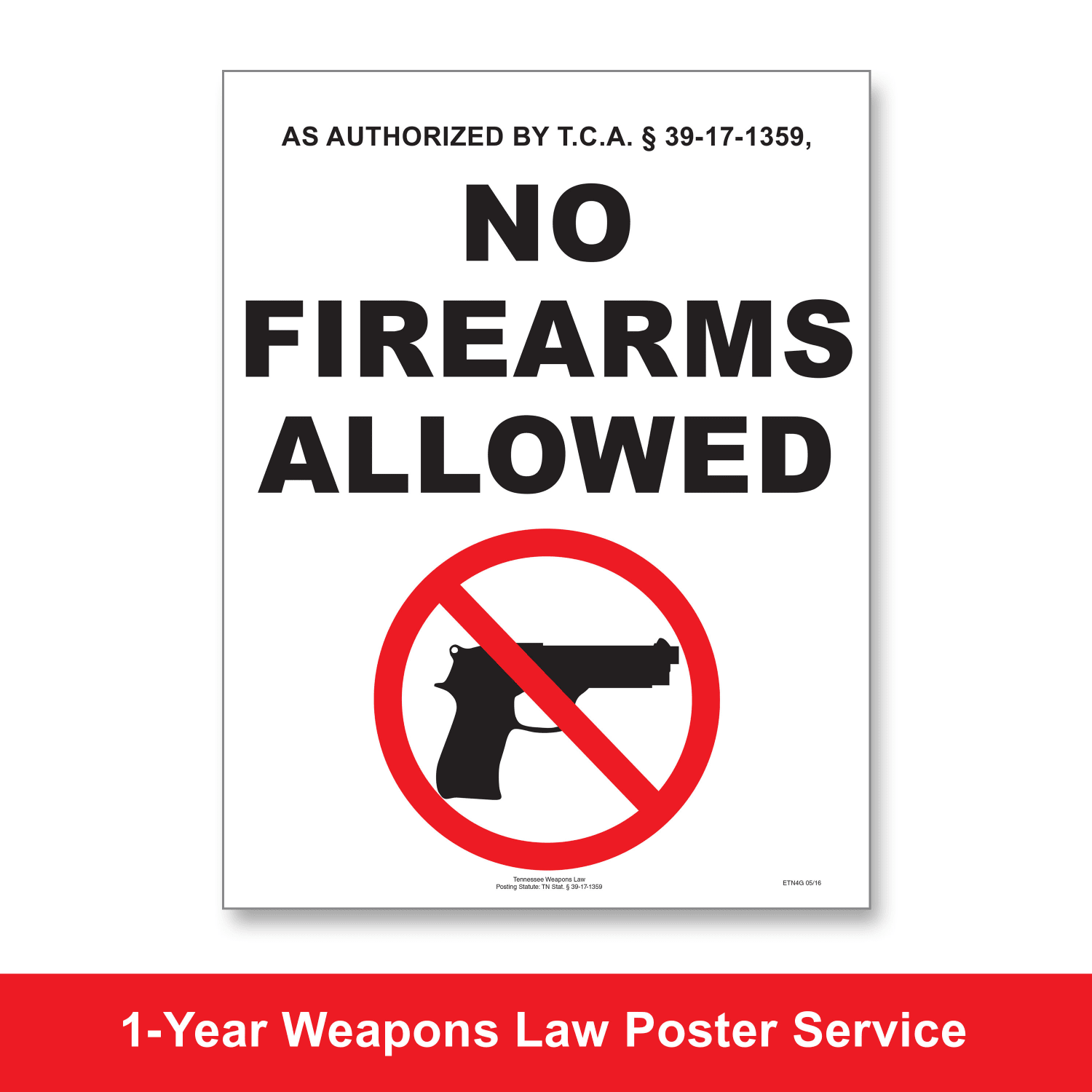 ComplyRight State Weapons Law 1-Year Poster Service, English, Tennessee, 8 1/2in x 11in - Image 3