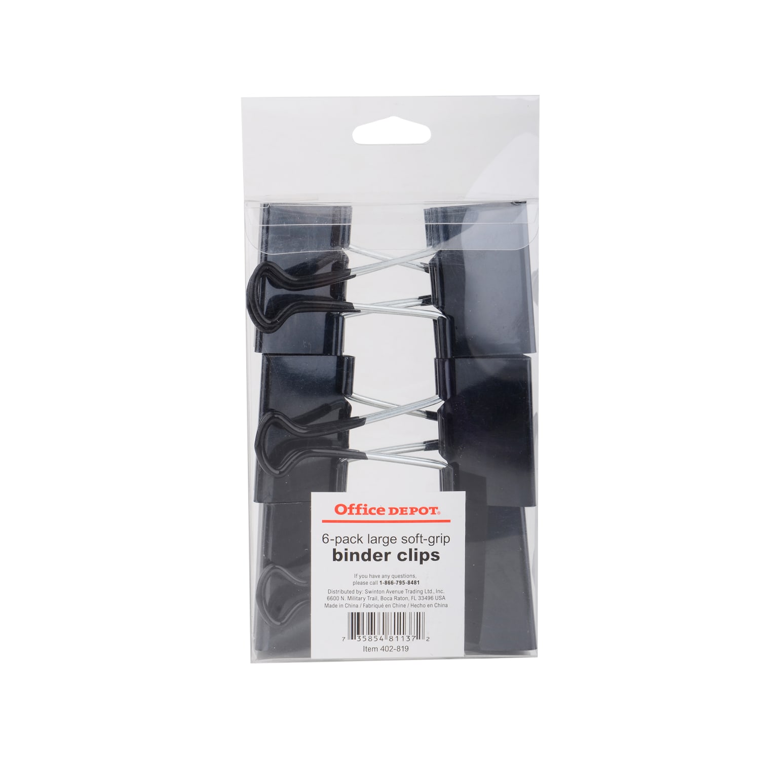 Office Depot Brand Binder Clips, Large, 2in Wide, Black, Pack Of 6 - Image 5