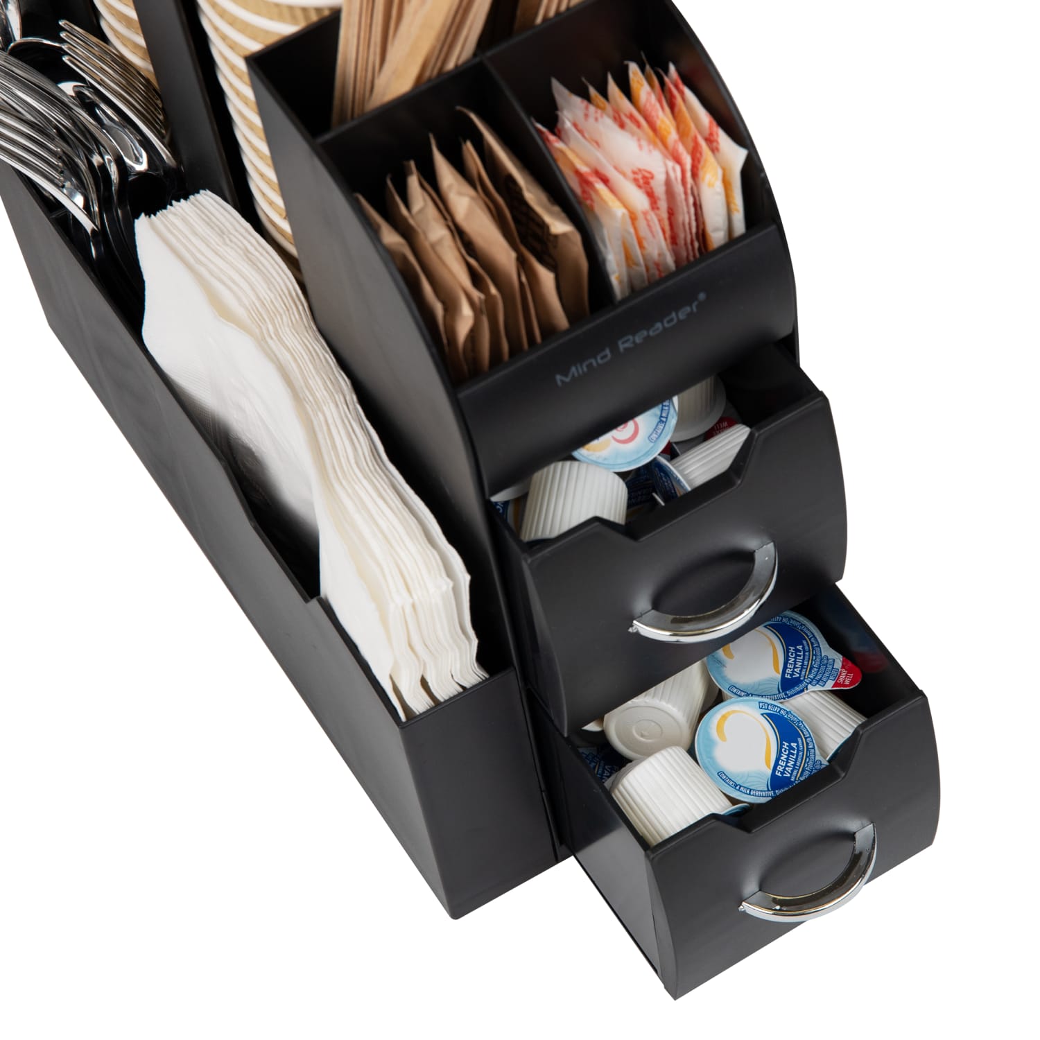 Mind Reader Single Serve Coffee Pod Drawer and Cup Condiment Set, 2 Pcs, 11-3/20inH x 11-1/4inW x 5-7/20inD, Black - Image 6