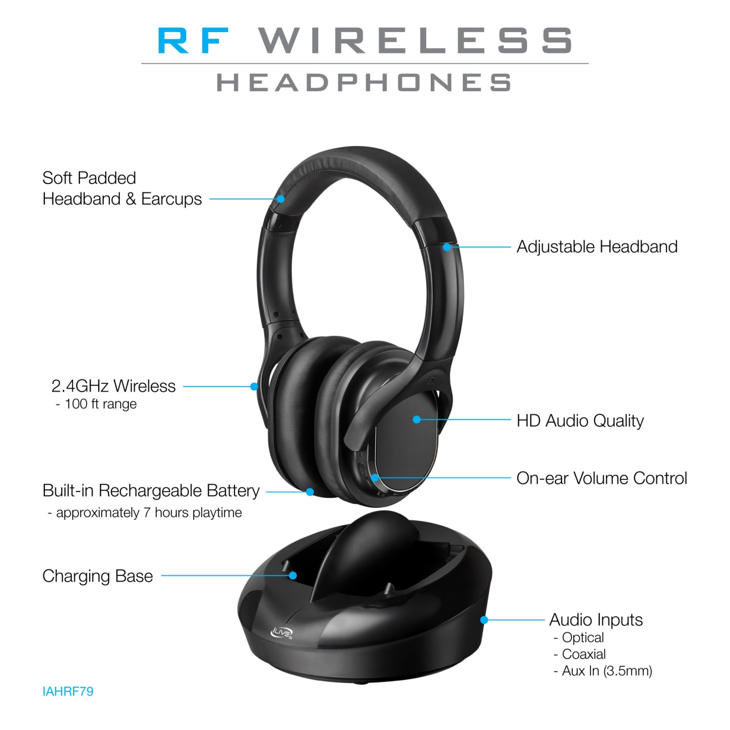 iLive Electronics IAHRF79 Wireless Over-The-Ear Headphones - Image 6