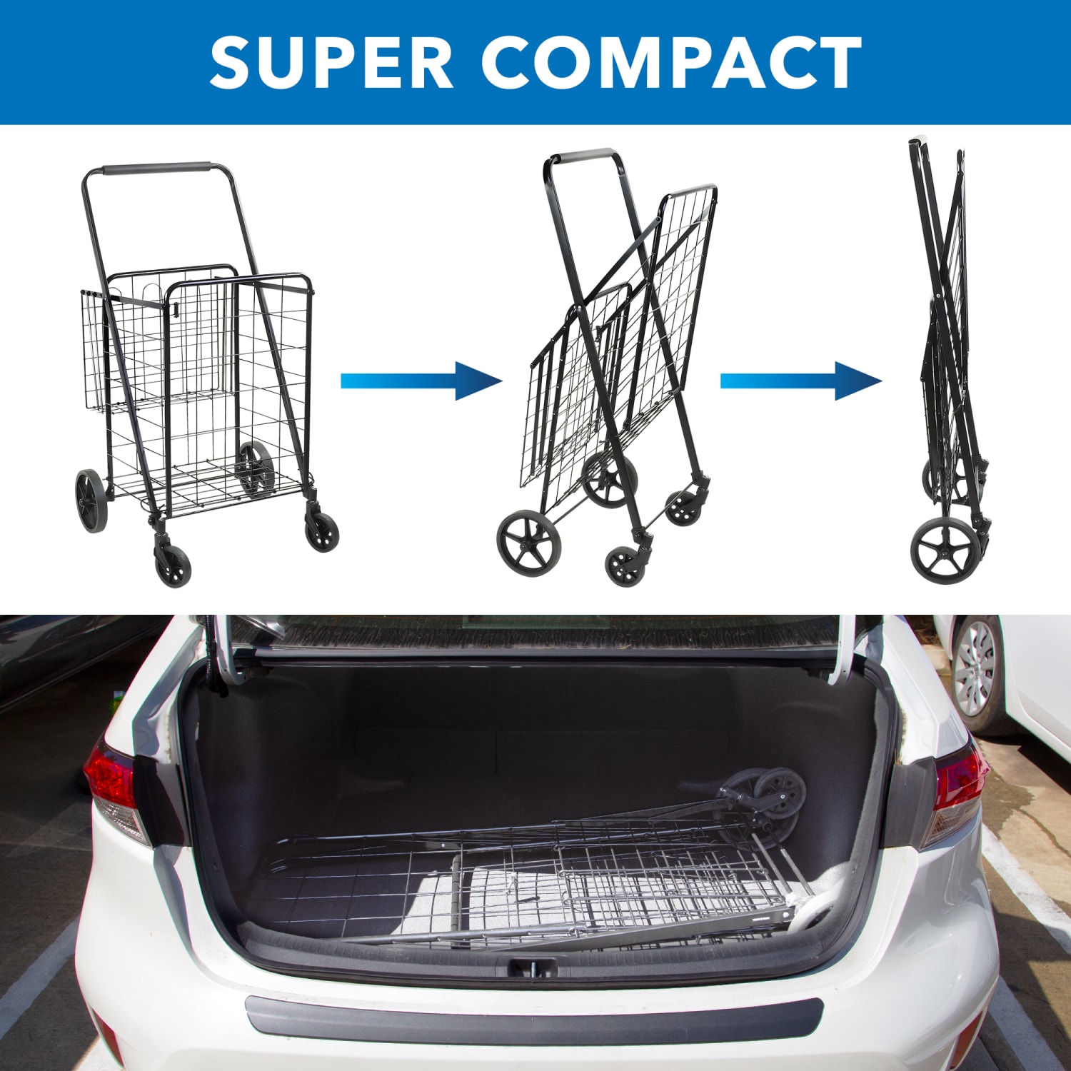 Mount-It! MI-907 Rolling Utility Shopping Cart, 22inH x 18inW x 16inD, Black - Image 4