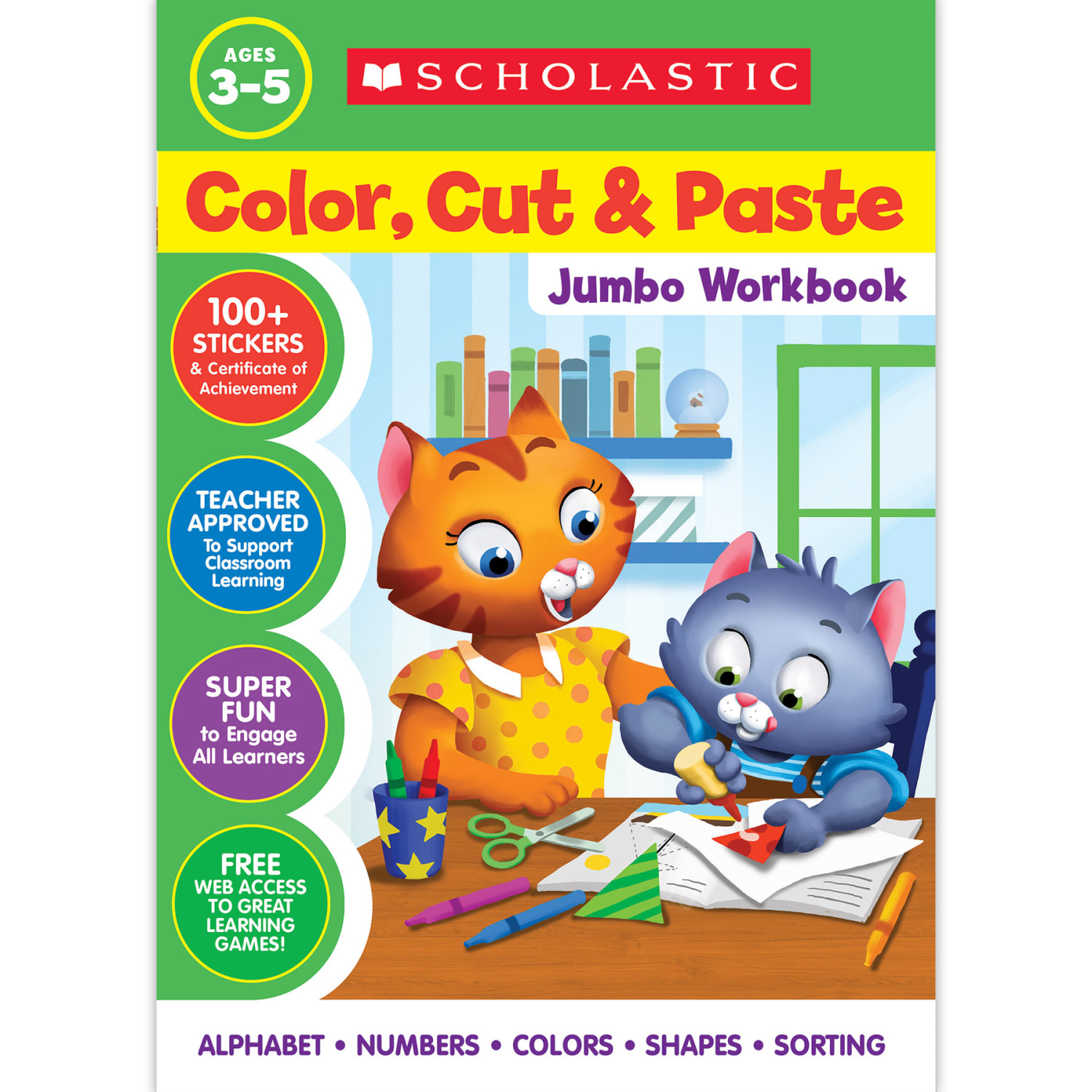 Scholastic Color, Cut & Paste Jumbo Workbooks, Grades Pre-K To K, Bundle Of 3 Books - Image 3