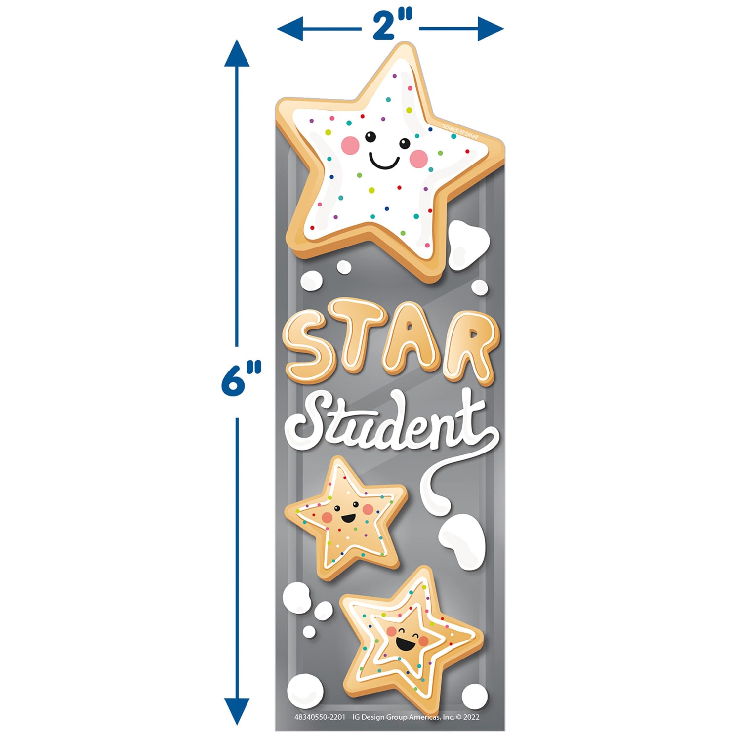 Eureka Bookmarks, 2in x 6in, Star Cookies Sugar Cookie Scented, 24 Per Pack, Set Of 3 Packs - Image 4