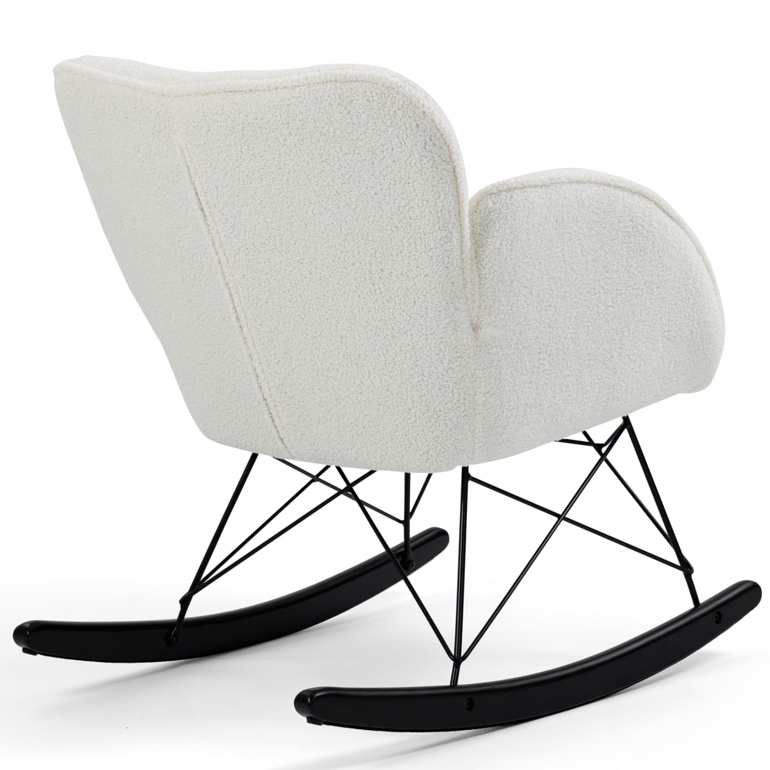 Glamour Home Ayan Boucle Fabric Rocking Chair, White/Black - Image 7