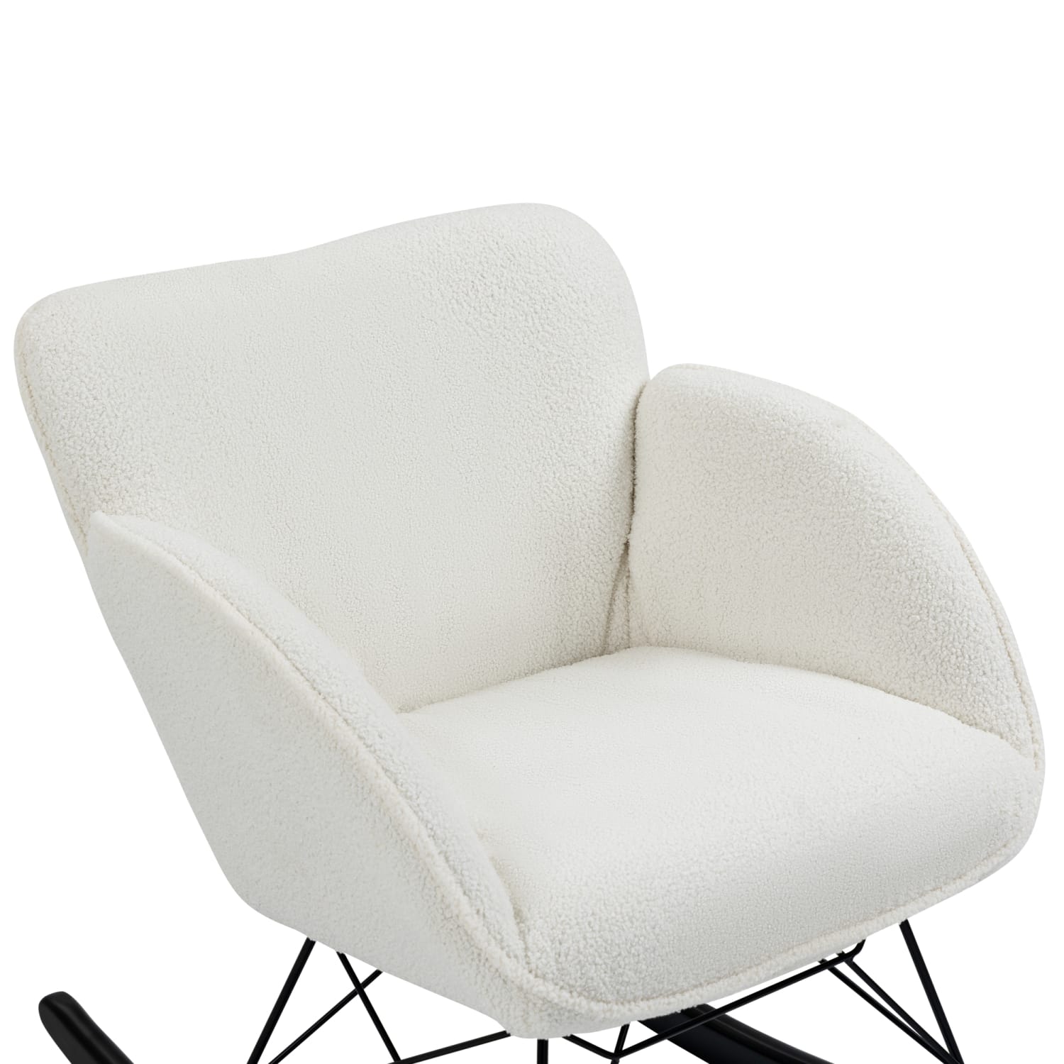 Glamour Home Ayan Boucle Fabric Rocking Chair, White/Black - Image 8