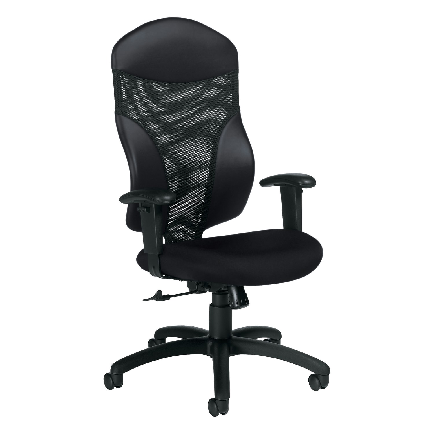 Global Tye High Back Fabric Tilter Chair 45 12inH x 25inW x 26inD Black PopularChairscom