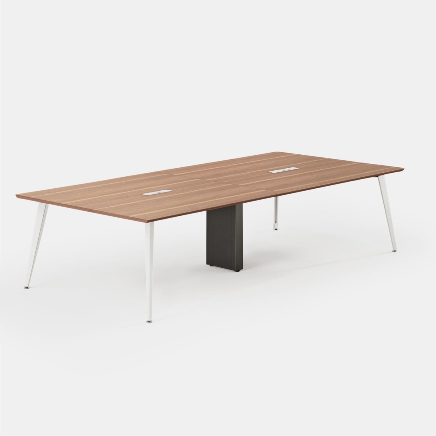 Branch Furniture Rectangle Conference Table, 30inH x 142inW x 48inD, Walnut Top/White Base - Image 3