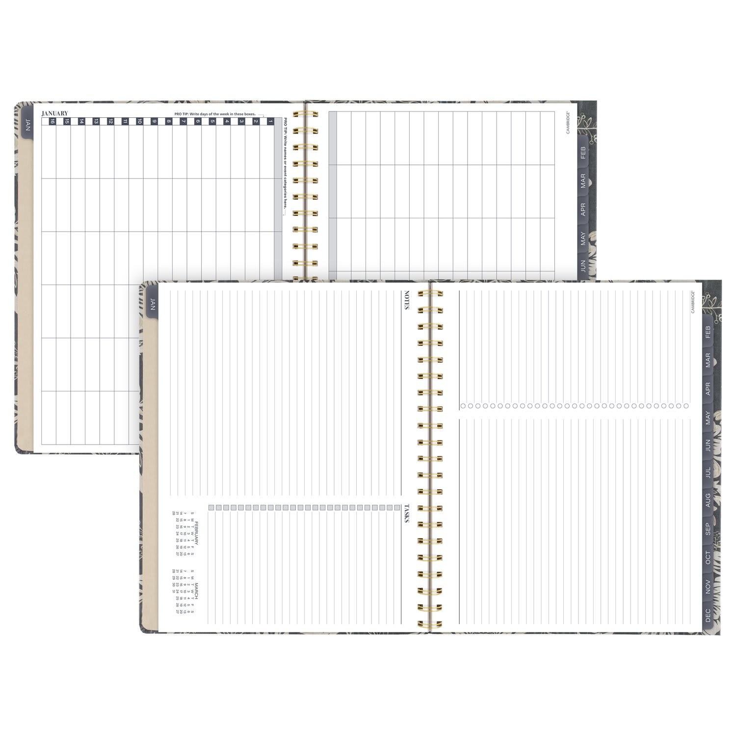 Mead Cambridge Denim Blooms 2027 Monthly Planner and Notes, Large, 8 1/2in x 11in - Image 5