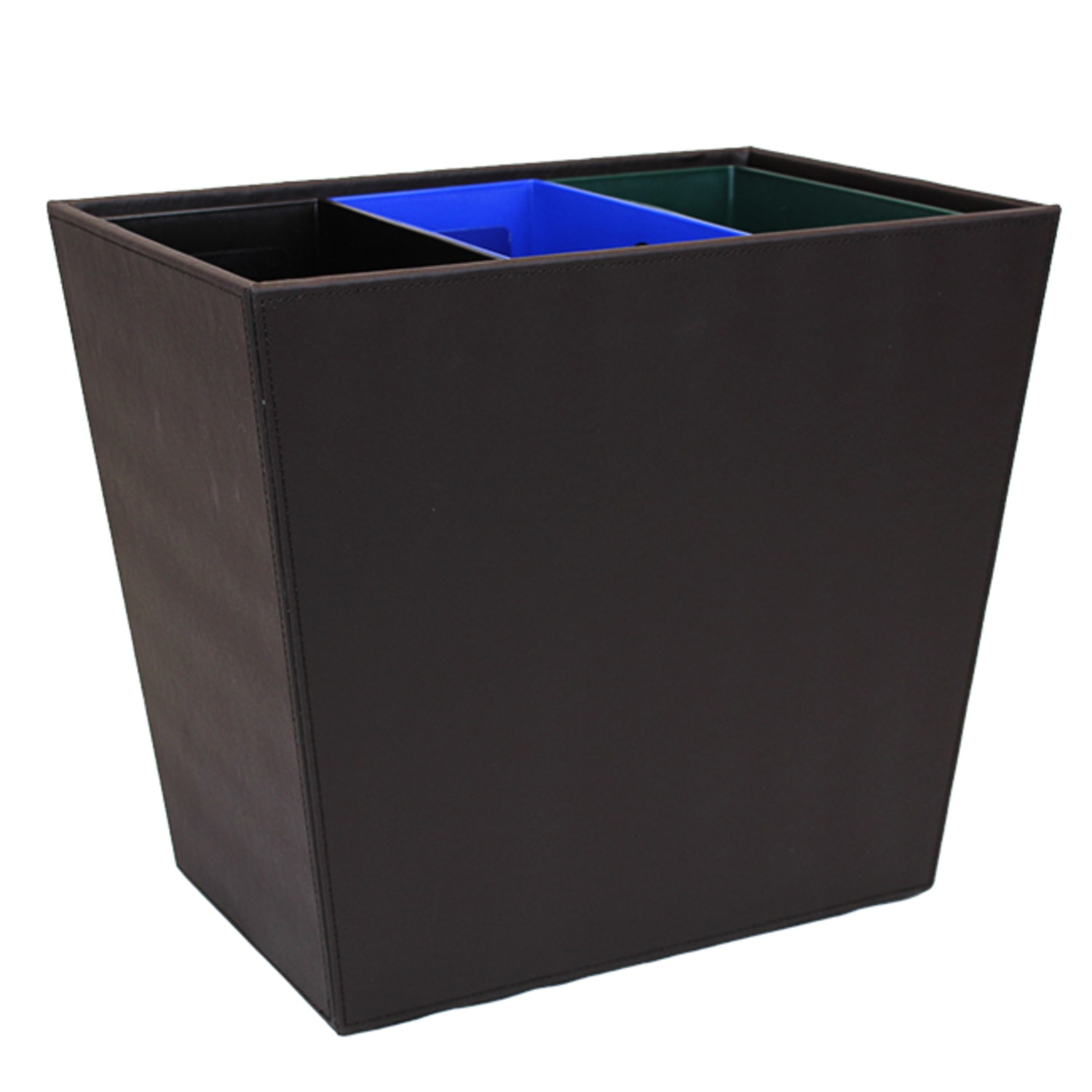Hospitality Source Wood Triple Recycle Bins, 14in x 9-1/2in x 12-1/2in, Mocha Brown, Set Of 6 Bins - Image 4