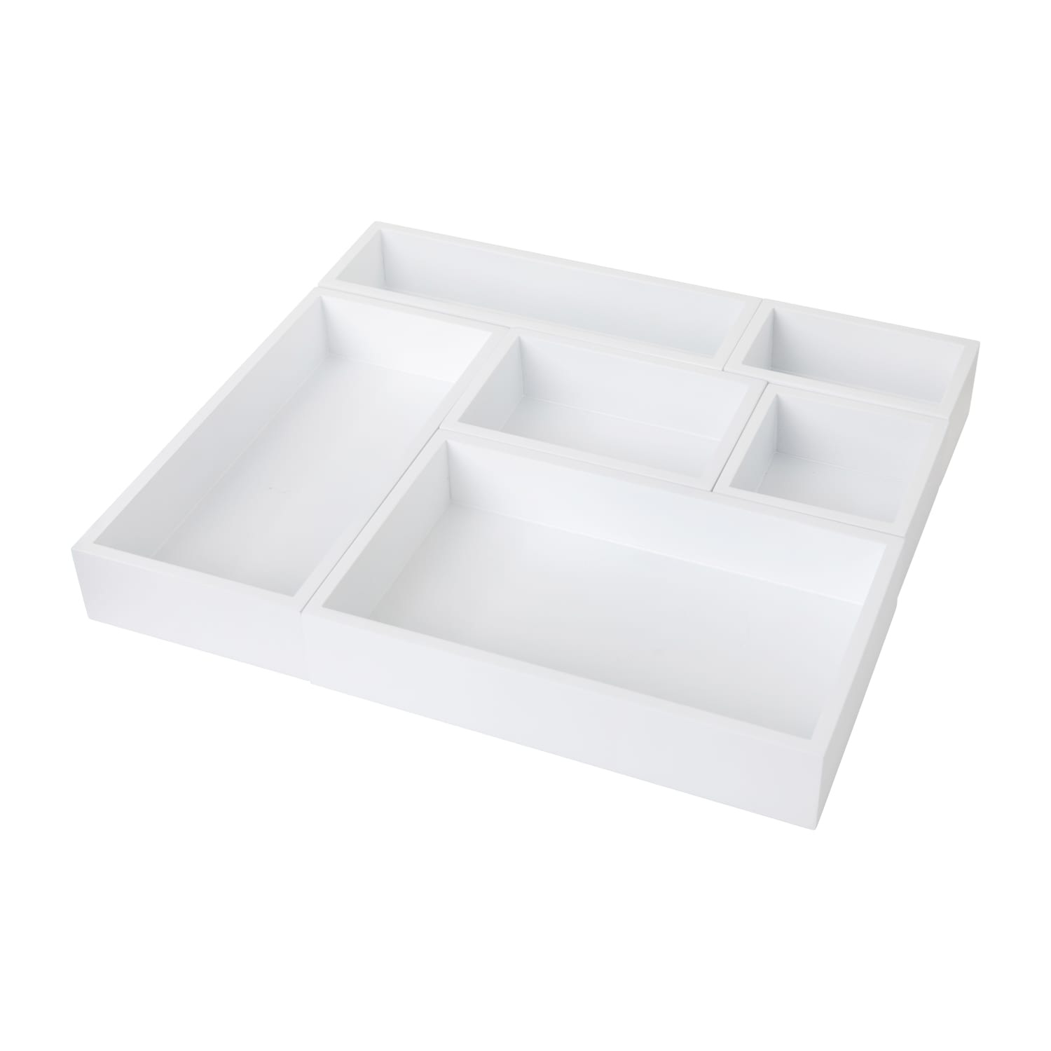 Martha Stewart Enzo 6-Piece Desk Drawer Organizer Set, 2inH x 15inW x 13inD, White