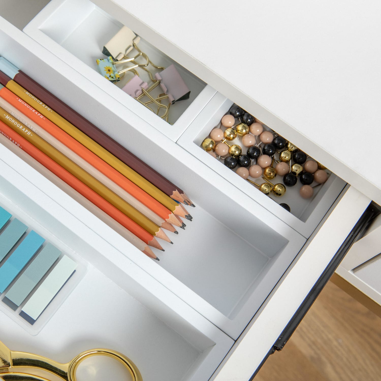Martha Stewart Enzo 6-Piece Desk Drawer Organizer Set, 2inH x 15inW x 13inD, White - Image 6