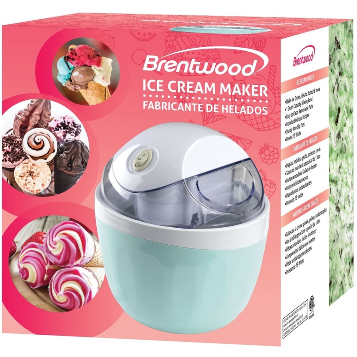 Brentwood Just For Fun 1-Quart Ice Cream And Sorbet Maker, Blue - Image 5