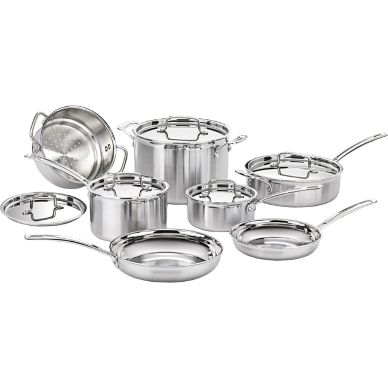 Cuisinart Triple Ply 12-Piece Cookware Set, Silver - Image 4