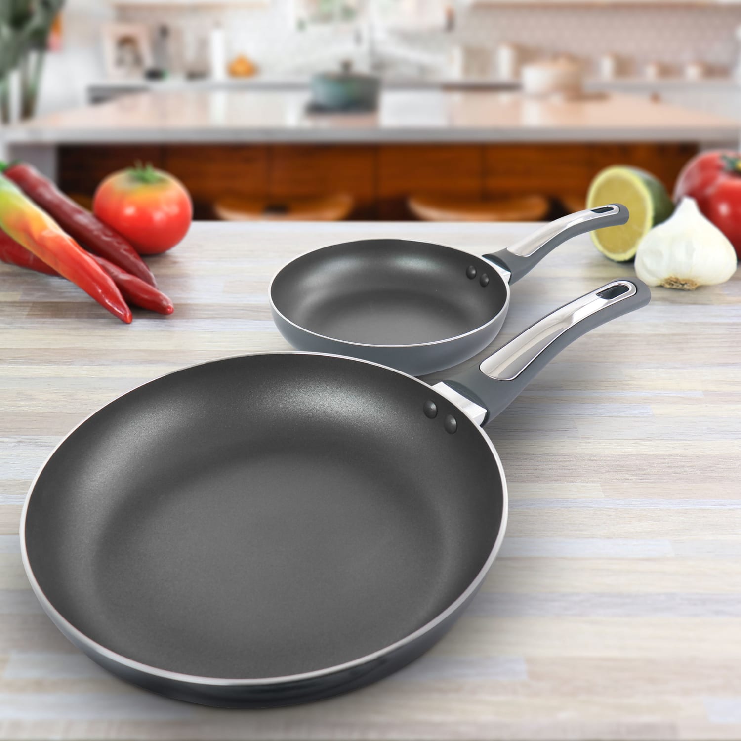 Oster 2-Piece Non-Stick Aluminum Frying Pan Set, Gray - Image 5