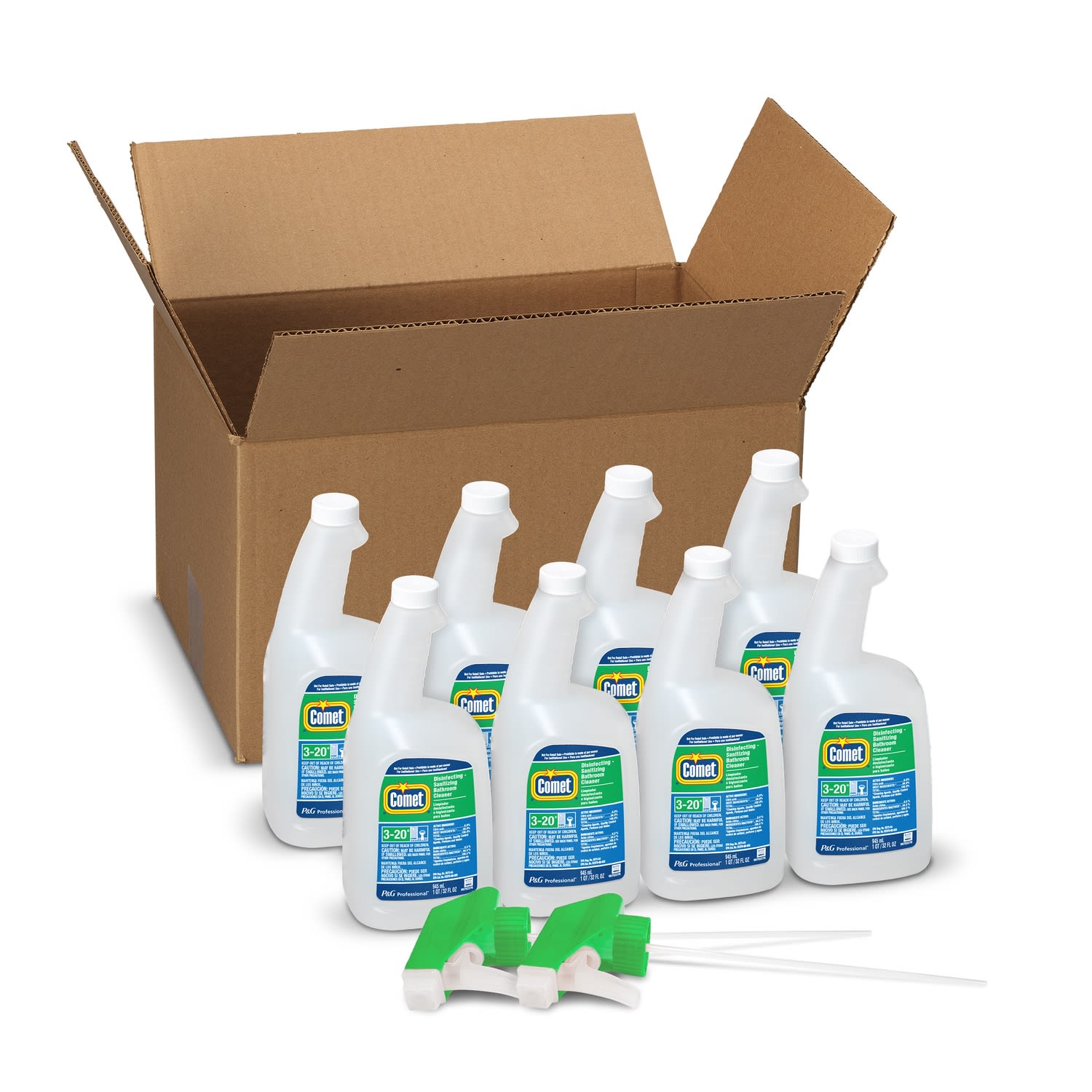 Comet Disinfecting Bathroom Cleaner, 32 Oz, 4 Spray Triggers Per Case, Case Of 8 Bottles