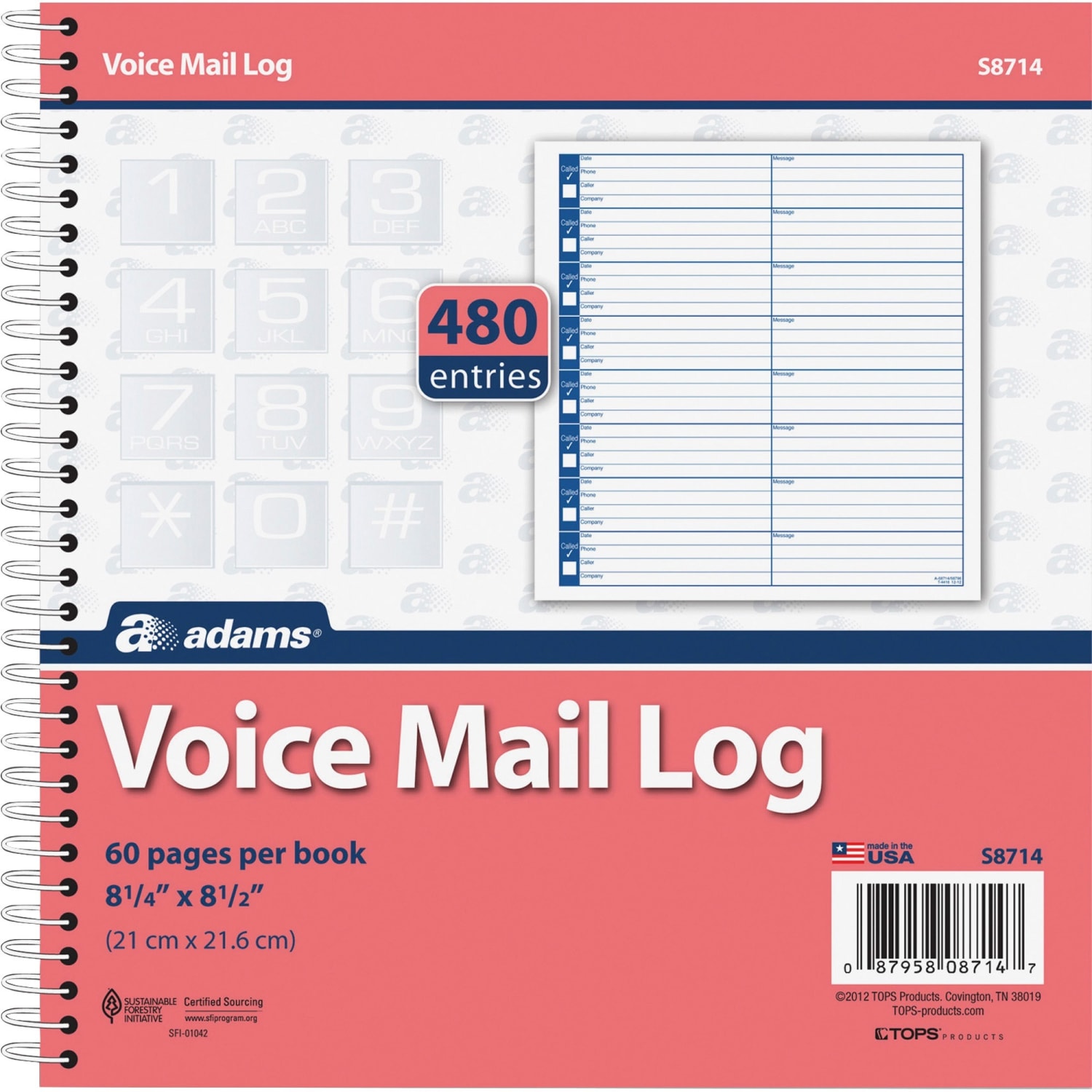 Adams Voicemail Log Books, 7 1/2in x 8 1/2in, 120 Pages, White/Canary Yellow, Pack Of 2 - Image 4