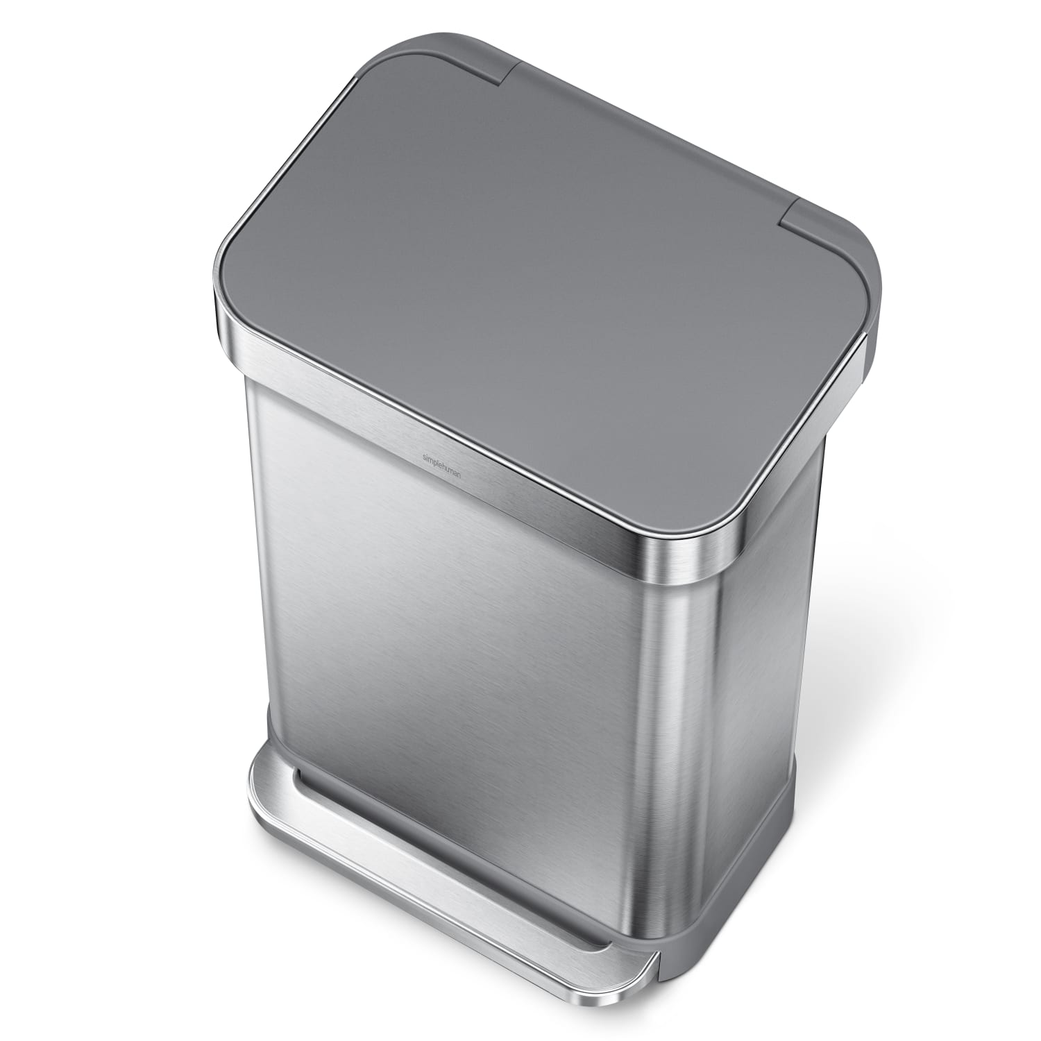 simplehuman Rectangular Step Can With Liner Pocket, 12 Gallons, Stainless Steel with Grey Plastic Lid - Image 4
