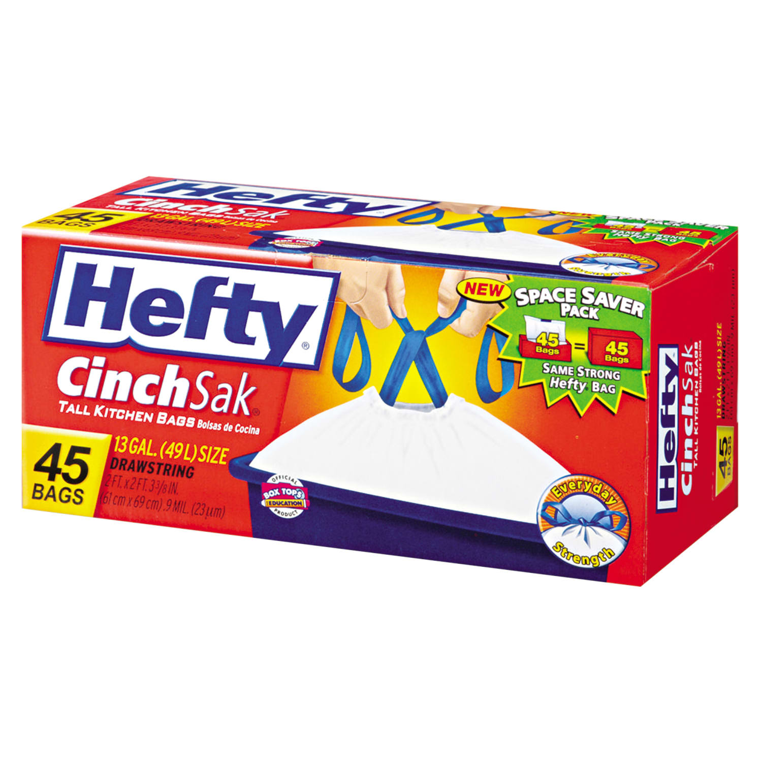 Hefty Cinch Sak Tall Kitchen Bags, White, 13 Gallons, Box Of 45 - Image 3