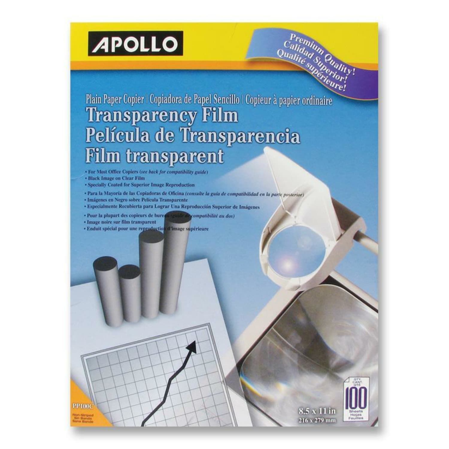 Apollo Plain Paper Copier Transparency Film, Black On Clear, Box Of 100 - Image 3