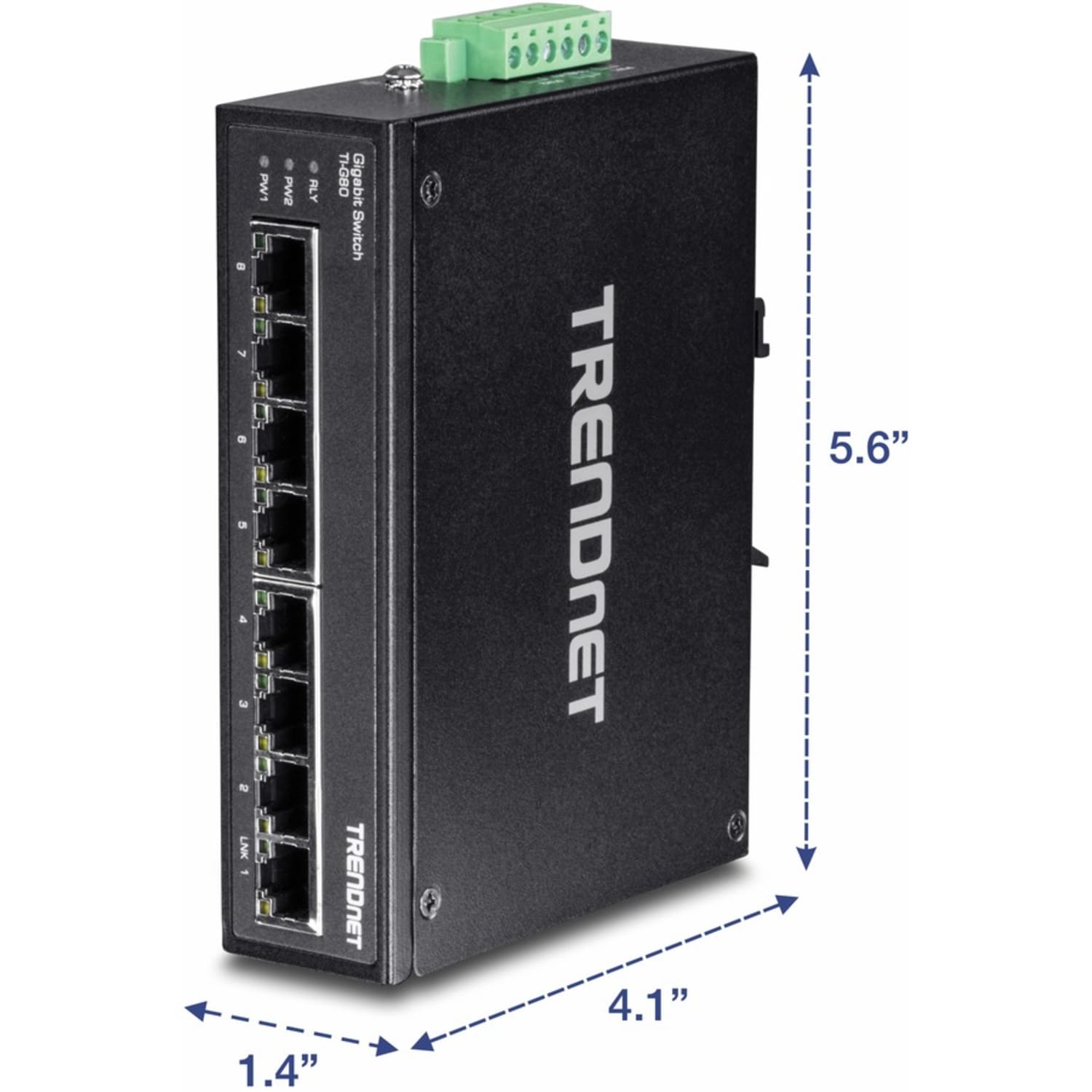 TRENDnet 8-Port Hardened Industrial Gigabit DIN-Rail Switch, TI-G80, 16 Gbps Switching Capacity, IP30 Rated, Ethernet Splitter - Image 5