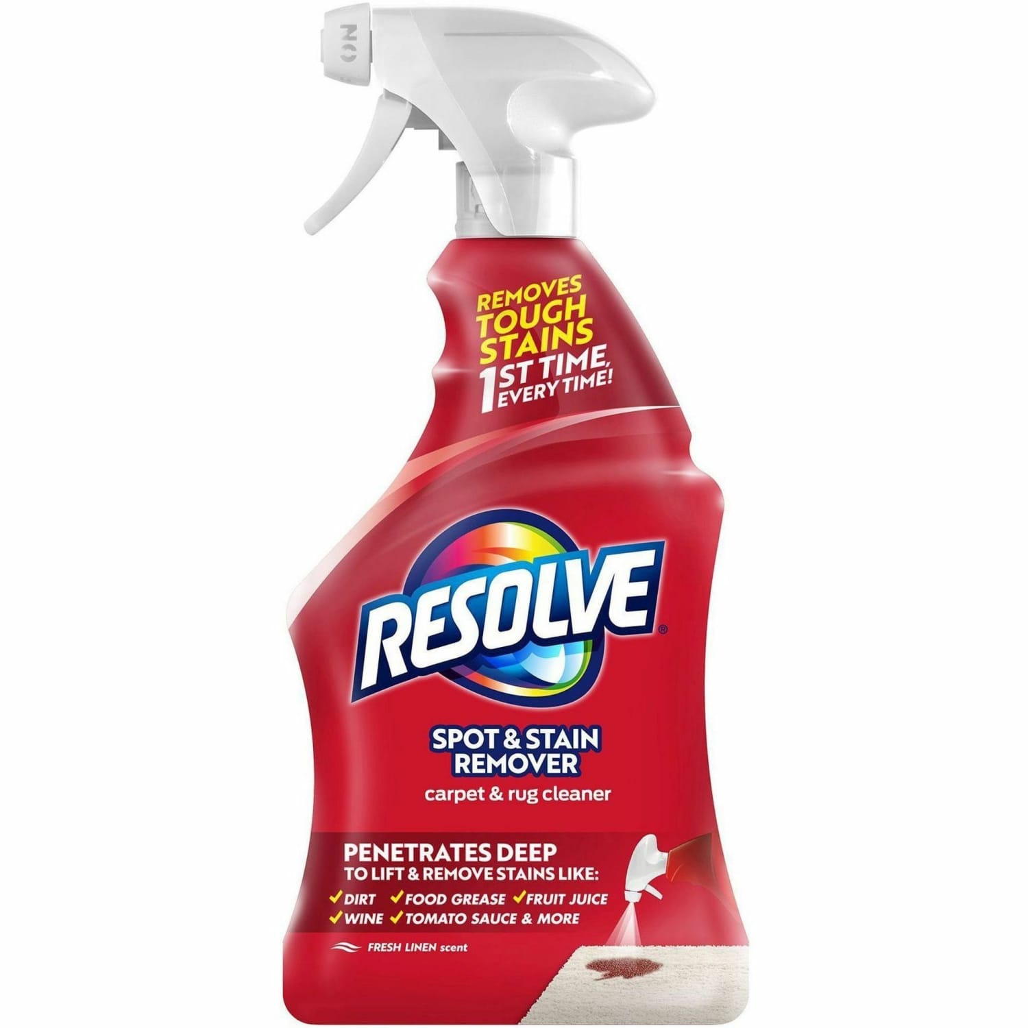 Resolve Stain Remover Cleaner - For Carpet - 22 fl oz (0.7 quart) - Fresh Linen Scent - Odor Neutralizer - Light Yellow - 12 / Carton - Image 3