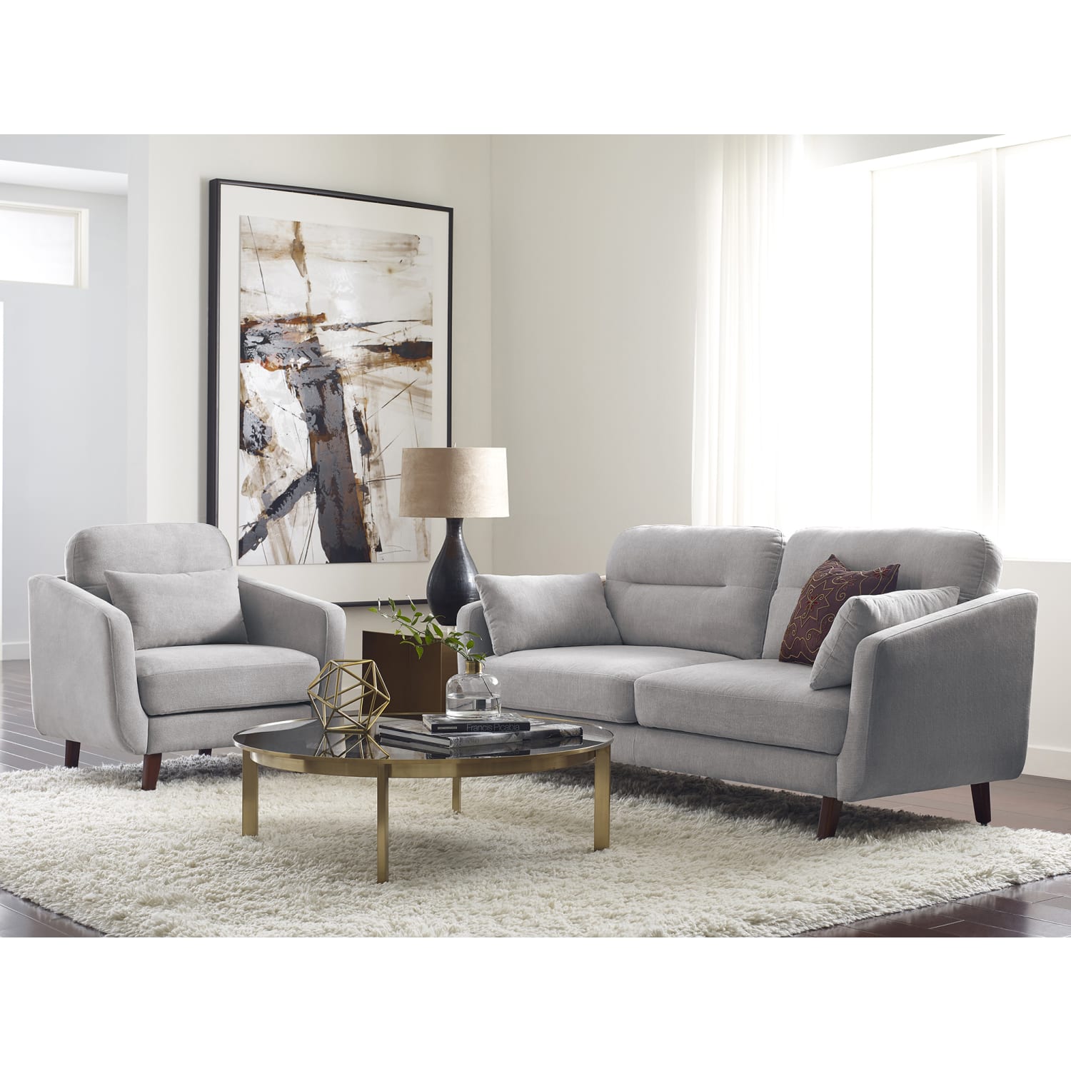 Serta Sierra Collection Sofa, Smoke Gray/Chestnut - Image 4