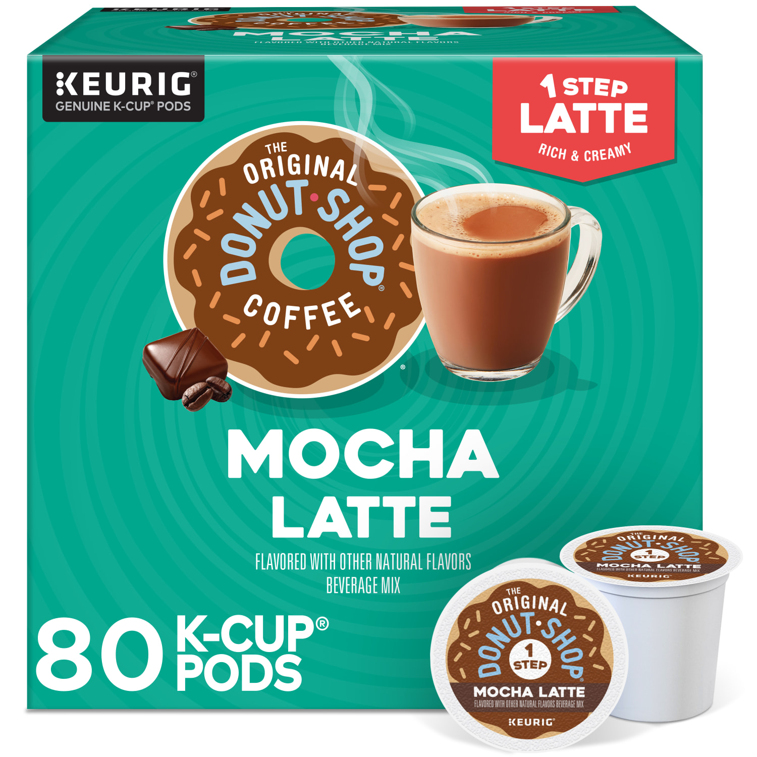 The Original Donut Shop One Step Mocha Latte Keurig Single-Serve K-Cup Pods, 20 Pods Per Pack, Case Of 4 Packs